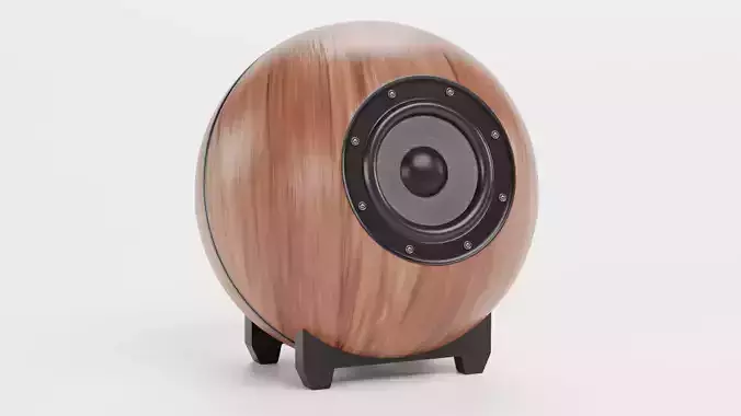 Round Audio Speaker V1 - Universal Wooden Sound Unit Low-poly 3D model