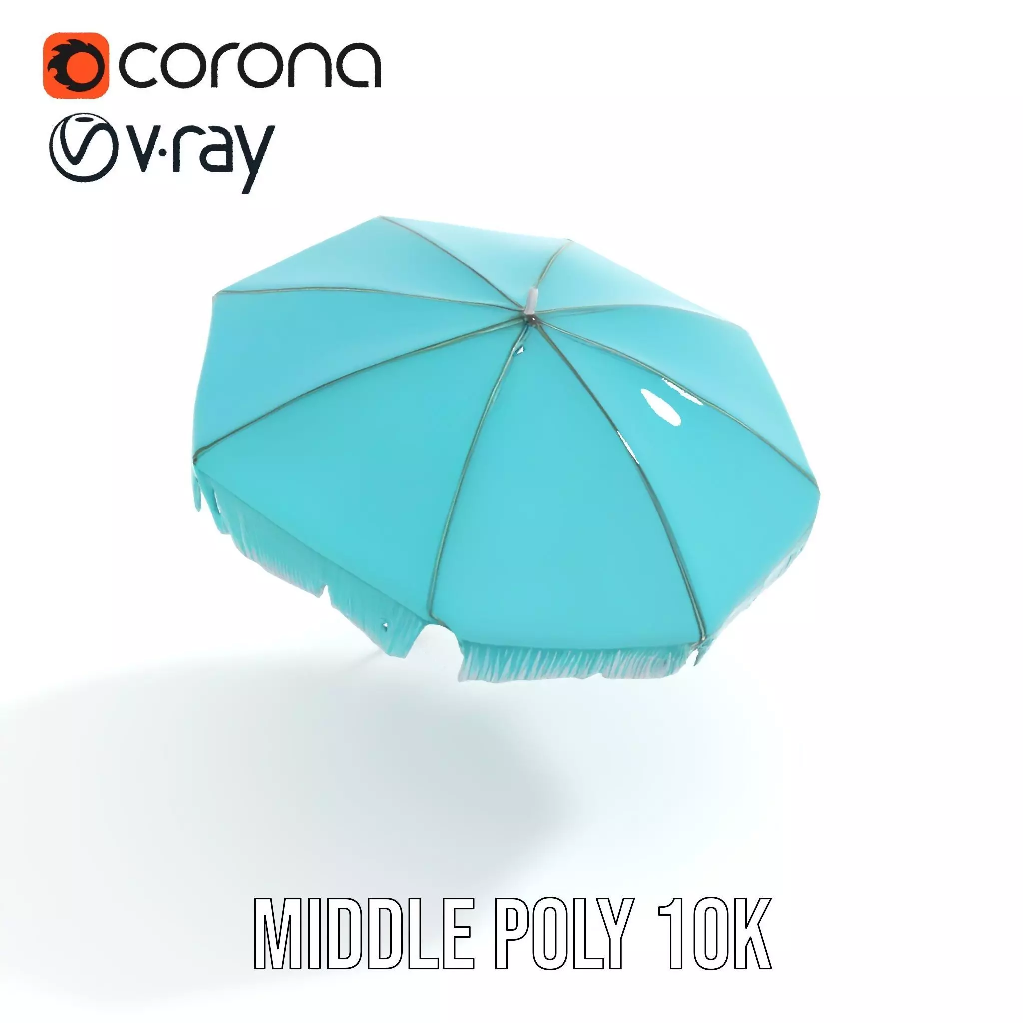 Teal Fringe Parasol model pack Low-poly 3D model_7