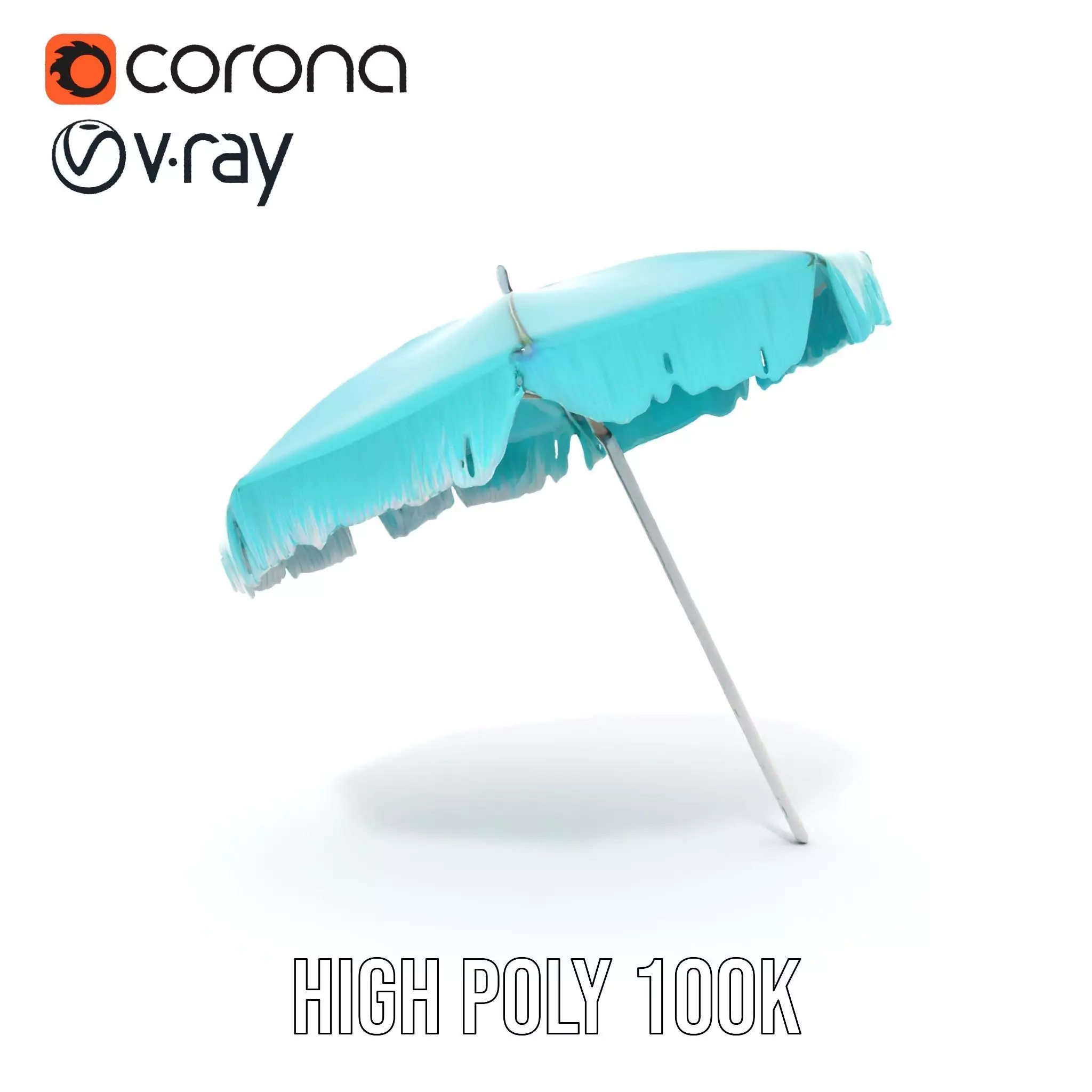 Teal Fringe Parasol model pack Low-poly 3D model_22