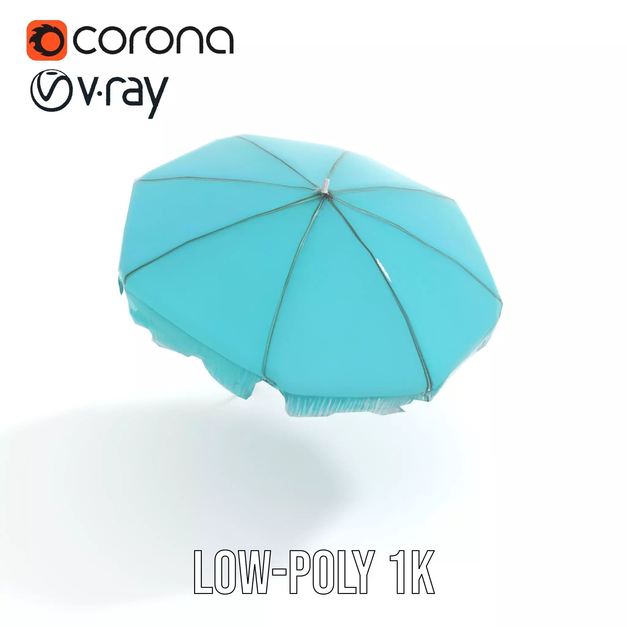 Teal Fringe Parasol model pack Low-poly 3D model_10