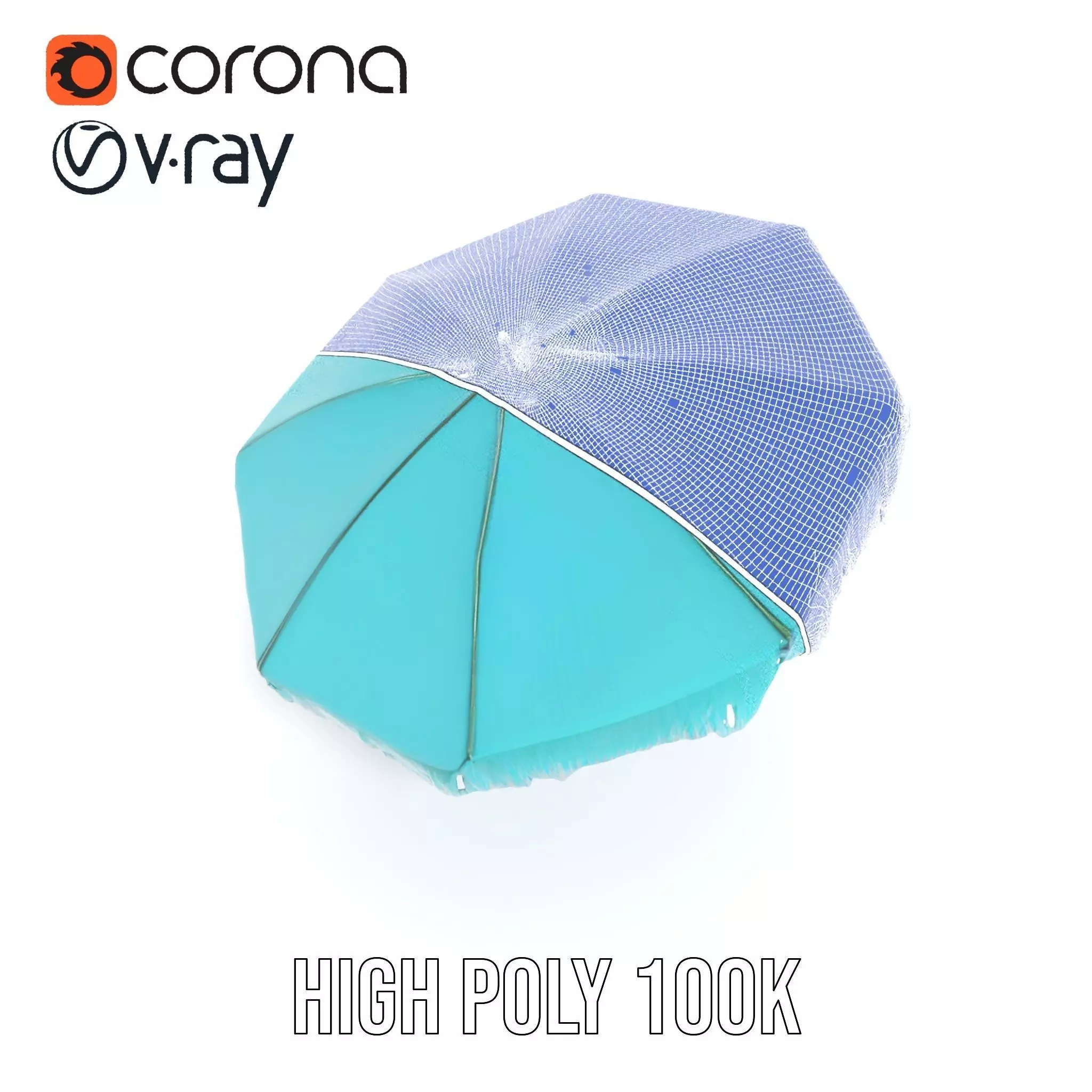 Teal Fringe Parasol model pack Low-poly 3D model_30