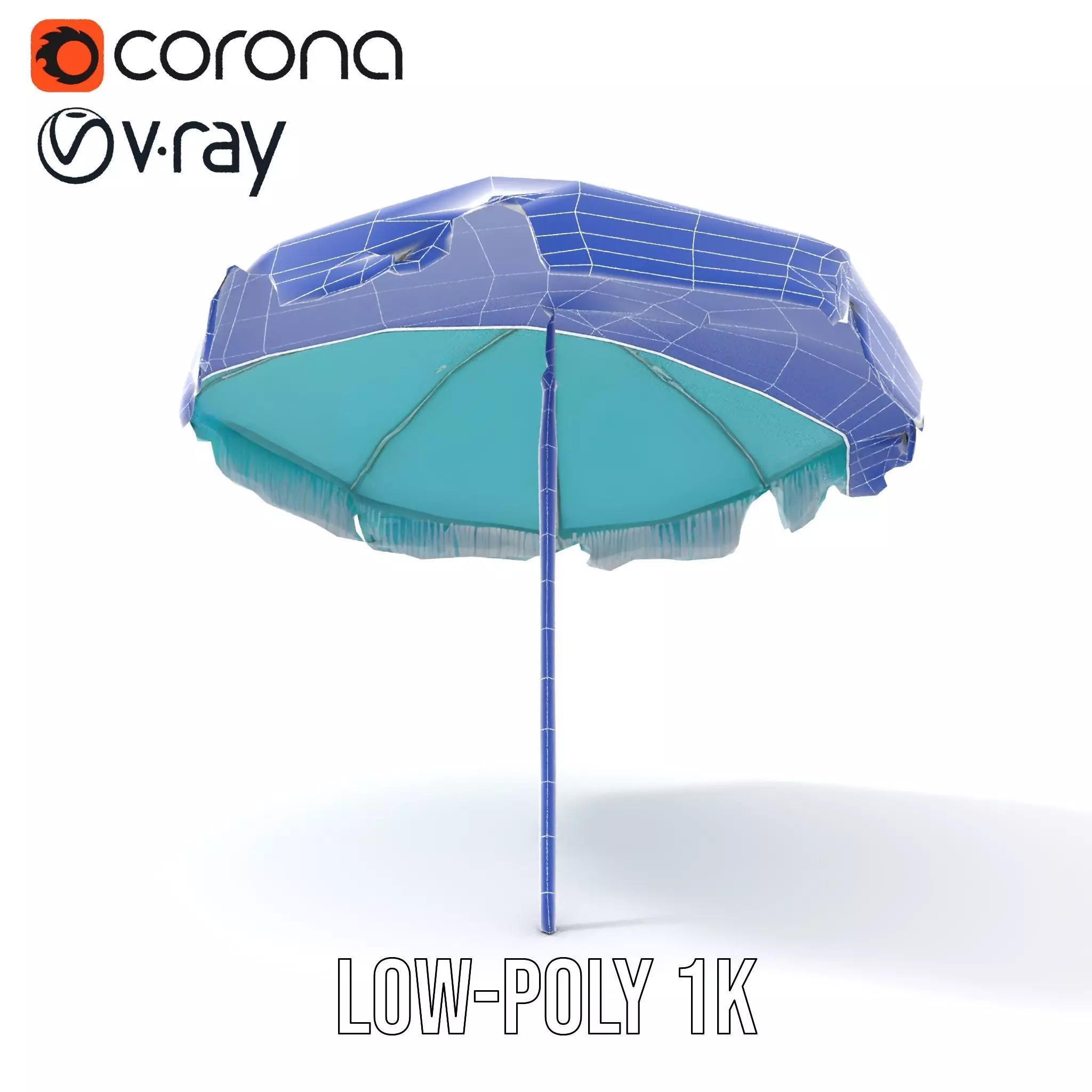 Teal Fringe Parasol model pack Low-poly 3D model_21