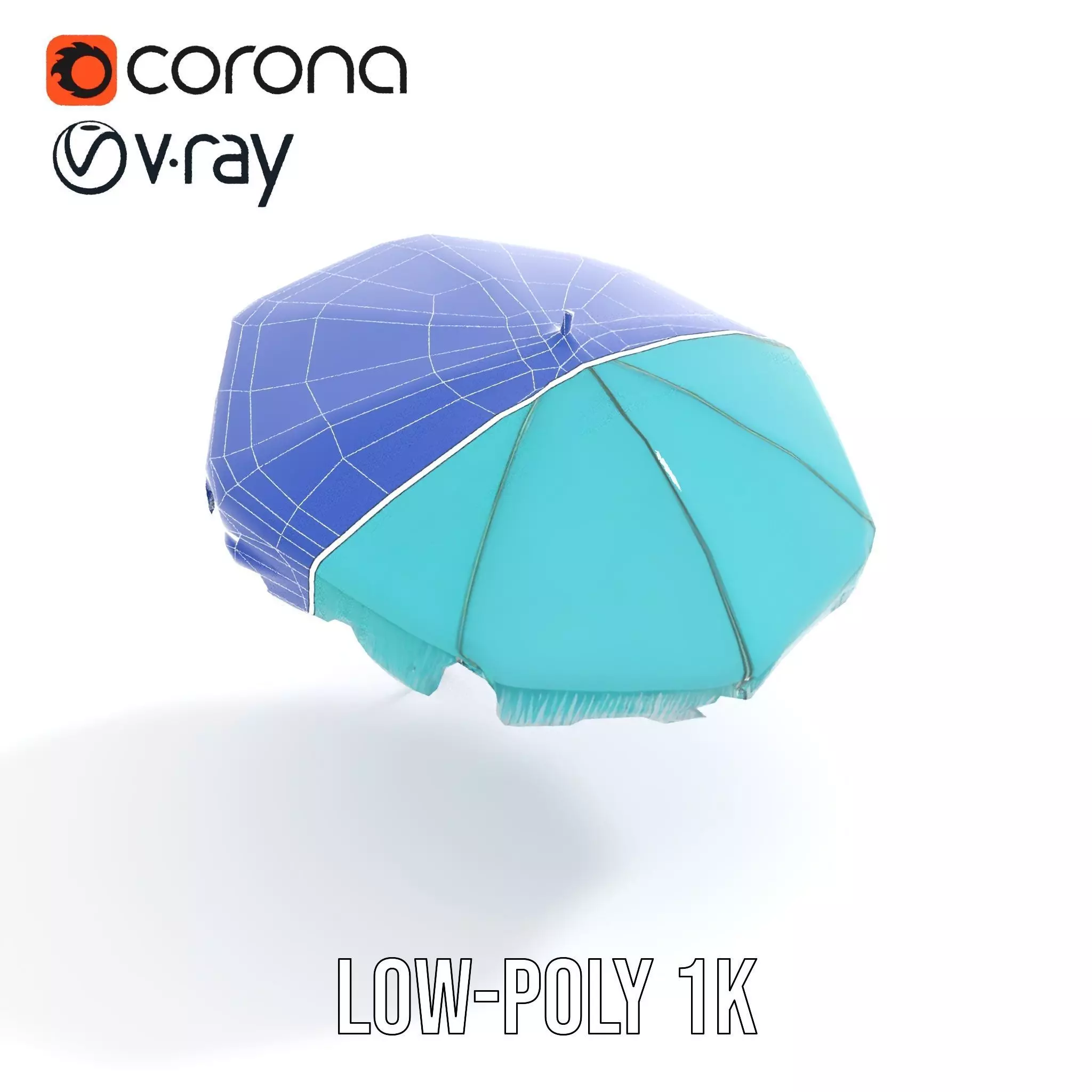 Teal Fringe Parasol model pack Low-poly 3D model_32