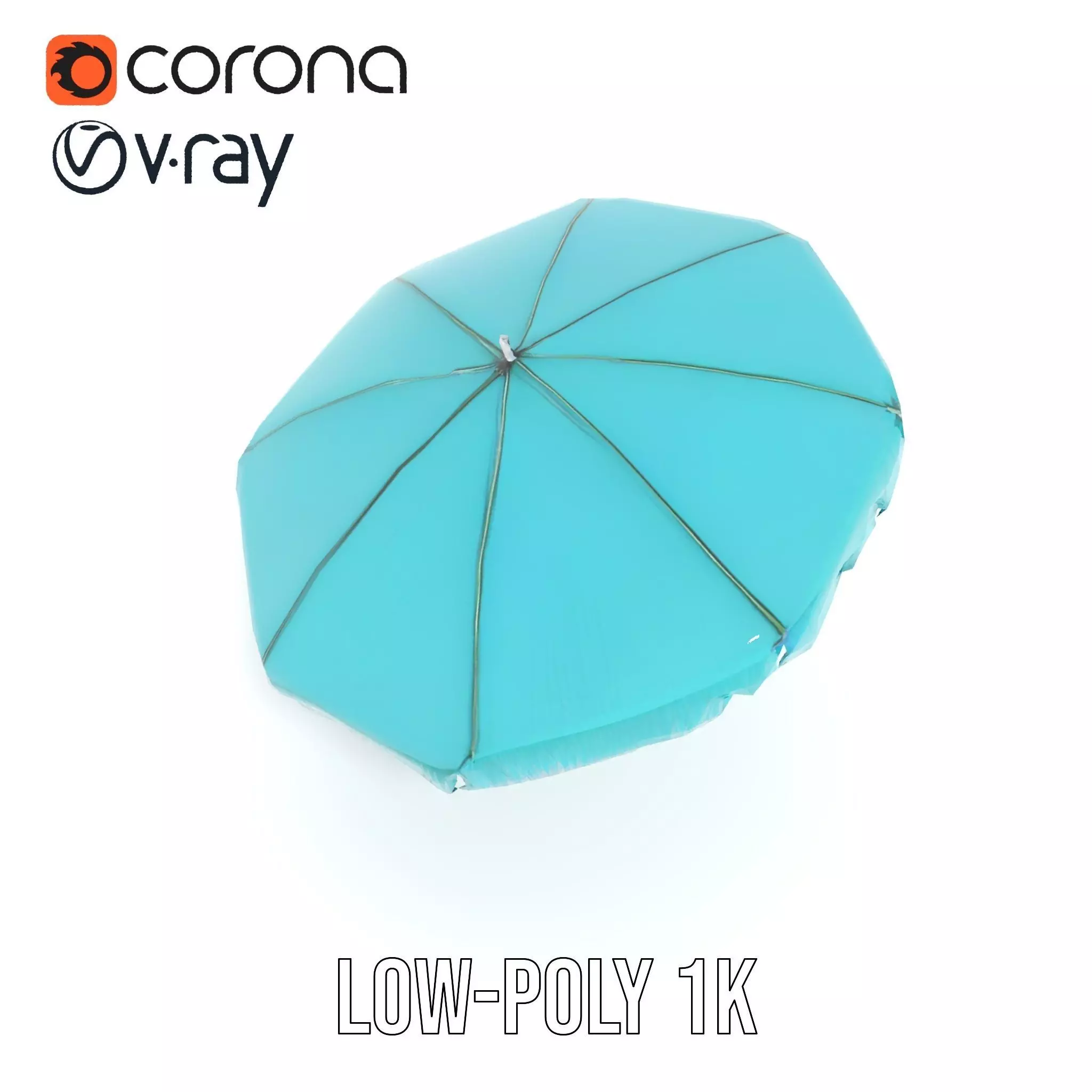 Teal Fringe Parasol model pack Low-poly 3D model_15