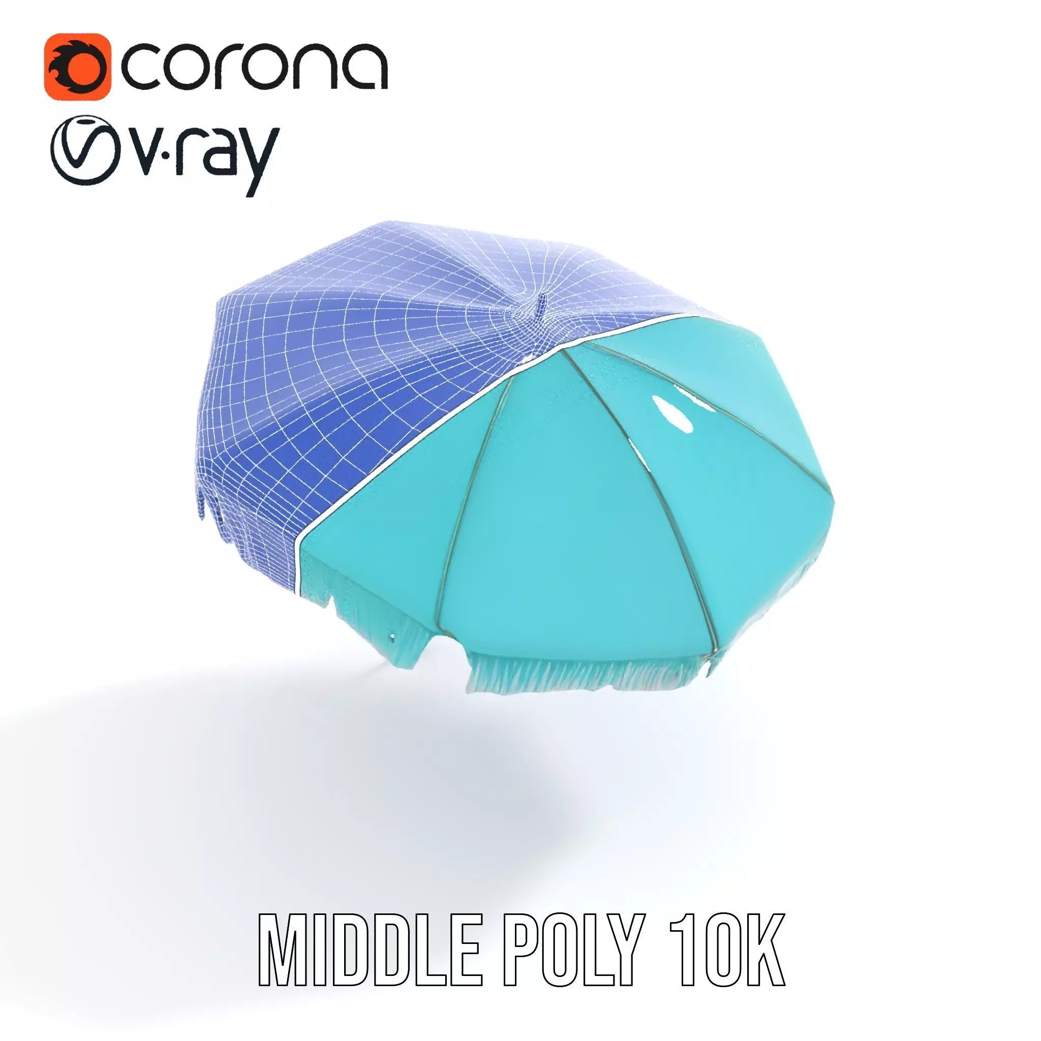 Teal Fringe Parasol model pack Low-poly 3D model_12
