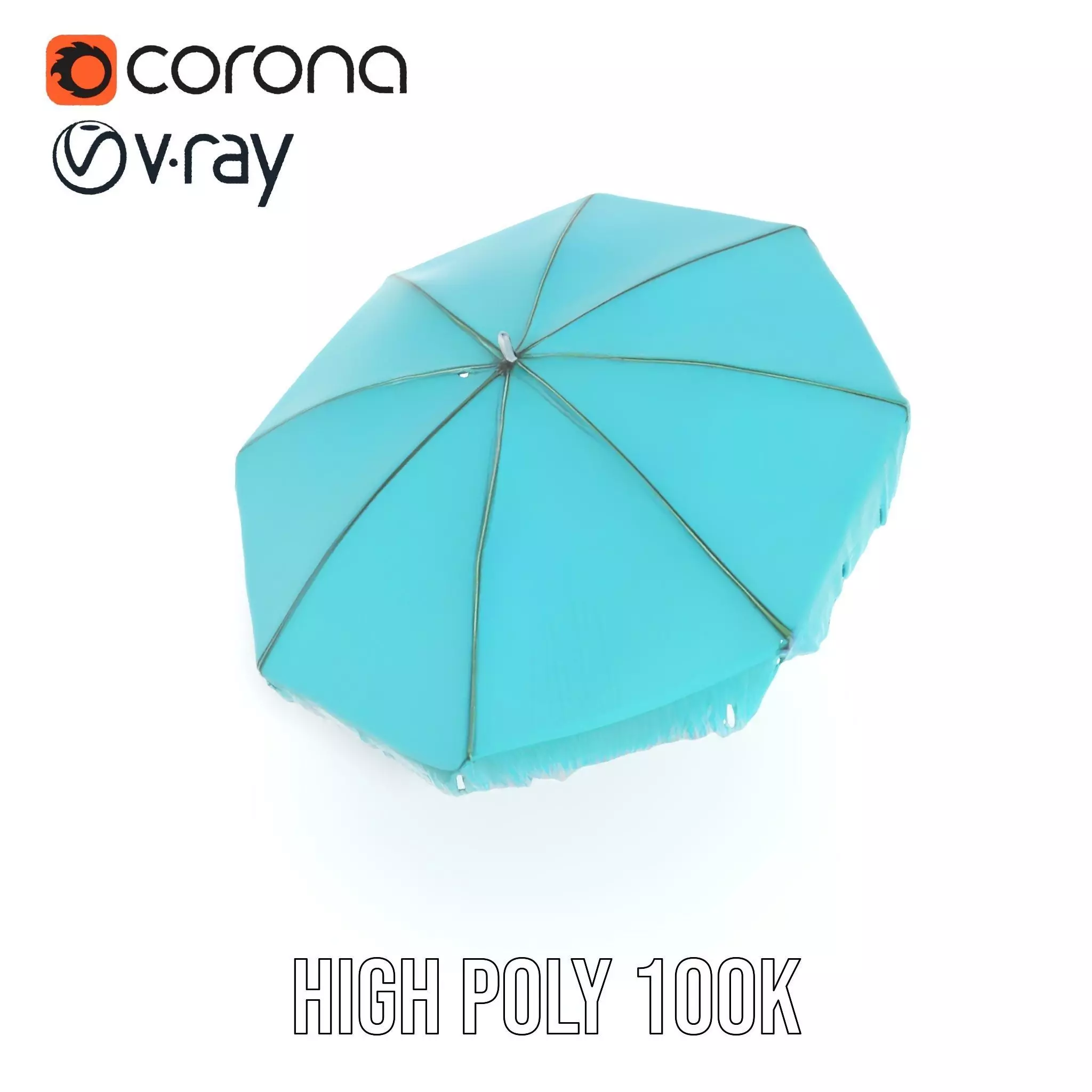 Teal Fringe Parasol model pack Low-poly 3D model_16