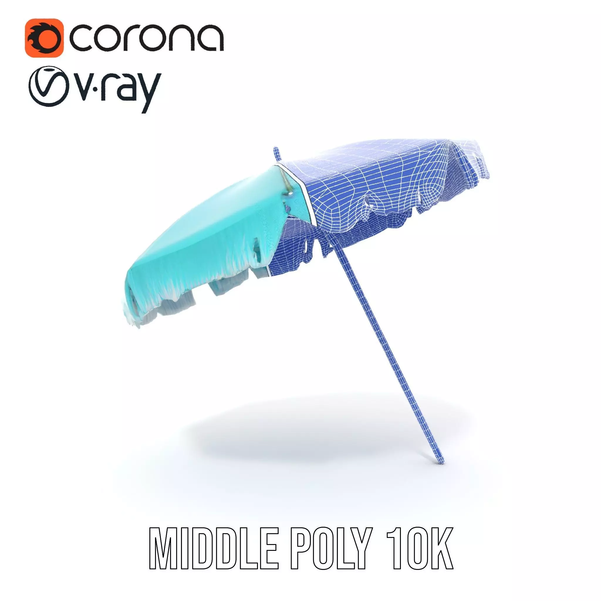 Teal Fringe Parasol model pack Low-poly 3D model_31