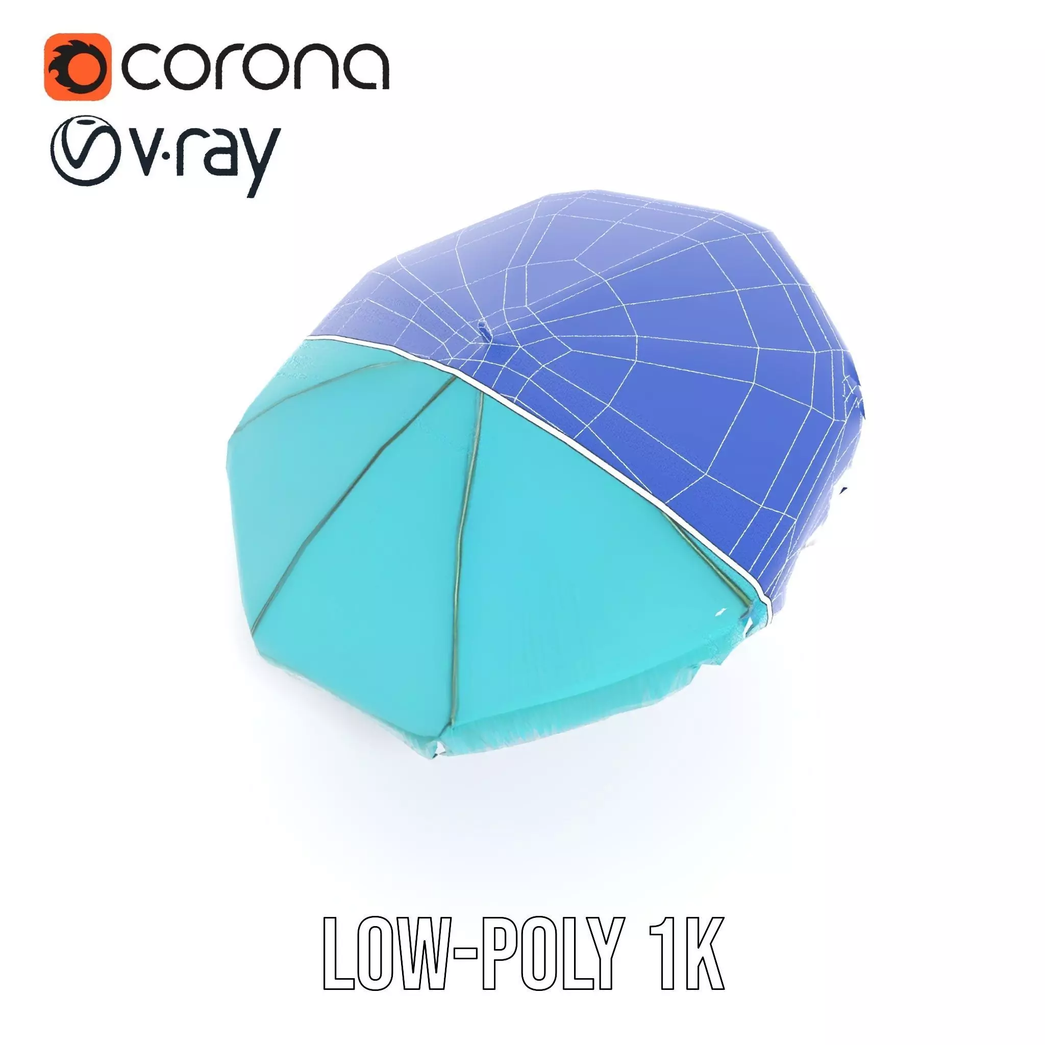 Teal Fringe Parasol model pack Low-poly 3D model_26