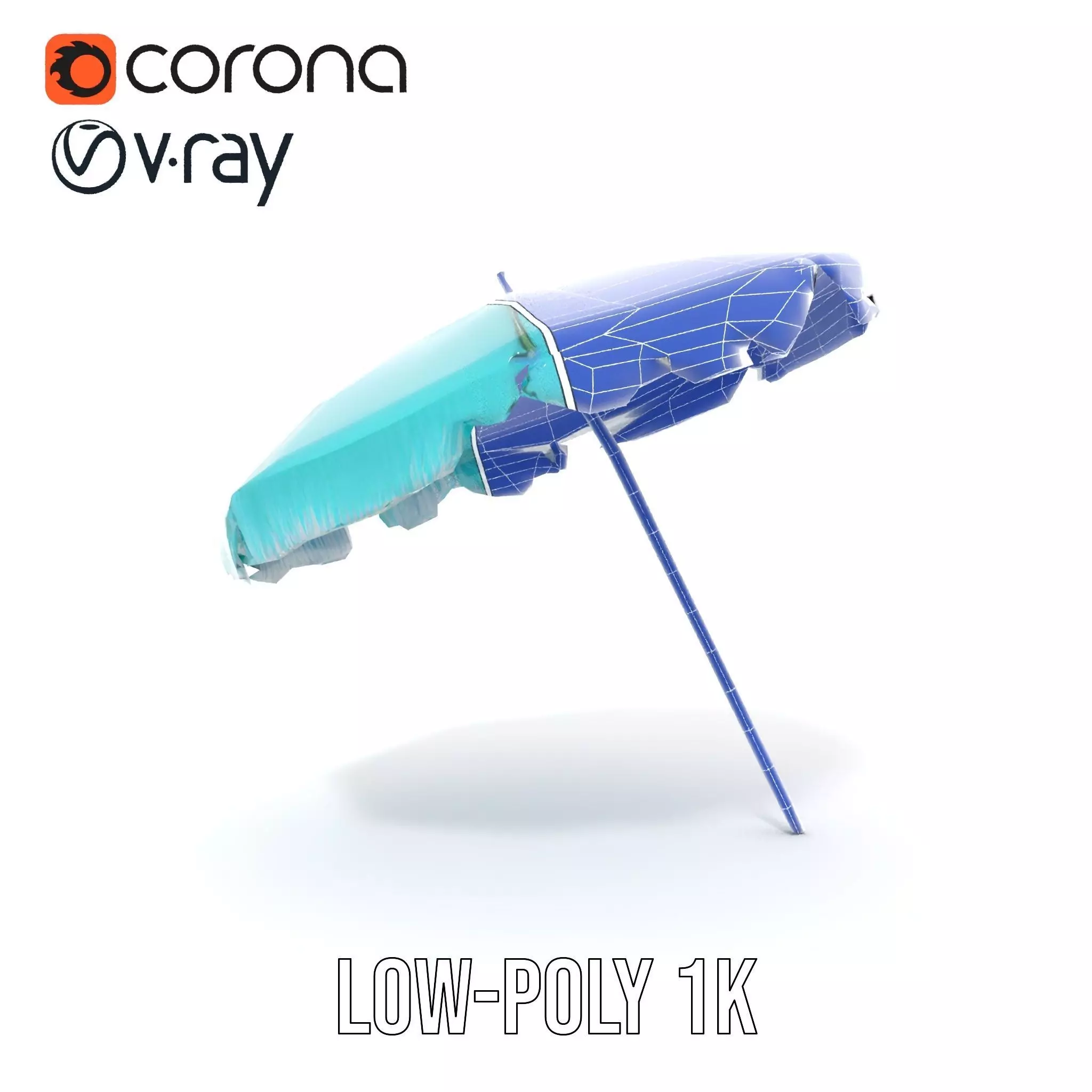 Teal Fringe Parasol model pack Low-poly 3D model_29