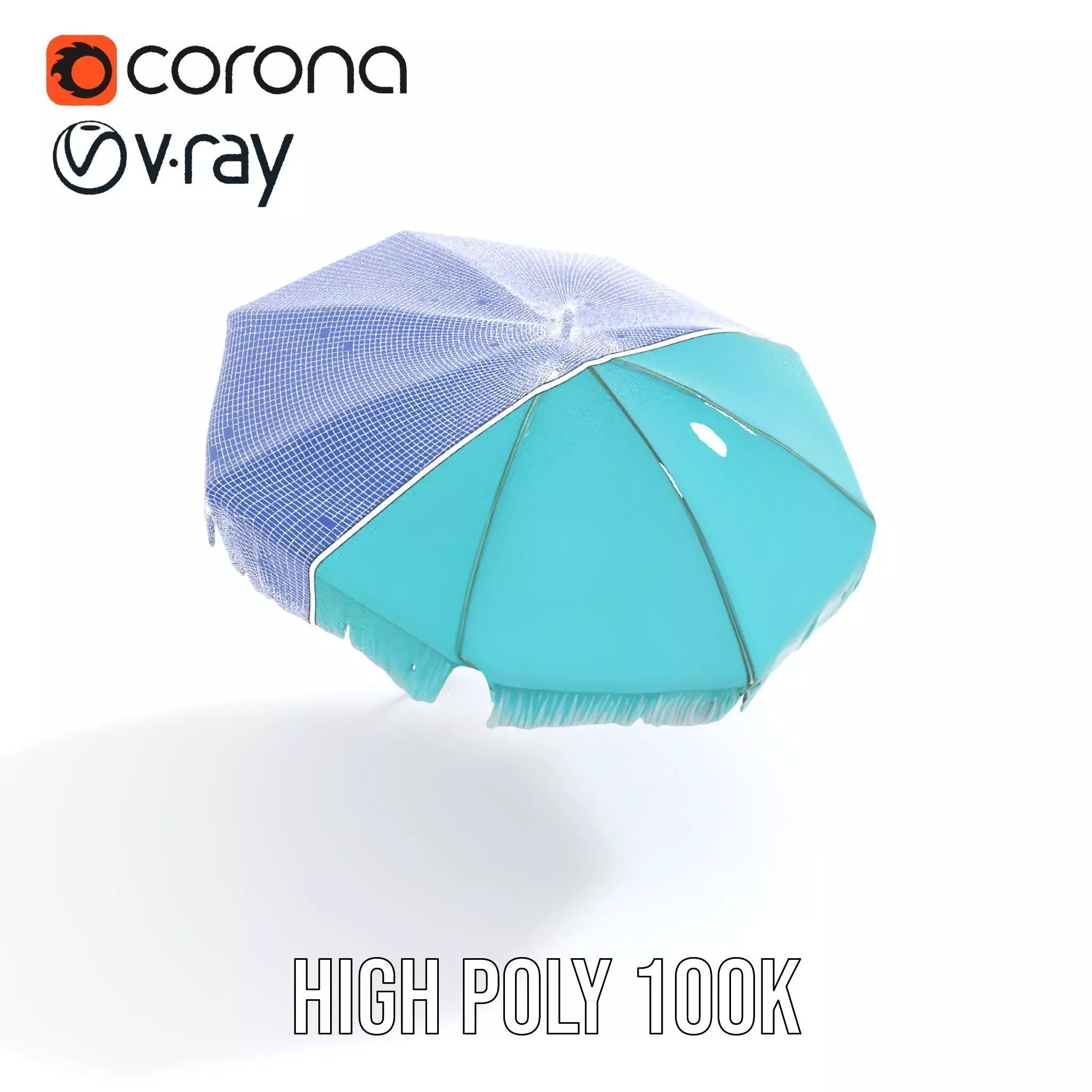 Teal Fringe Parasol model pack Low-poly 3D model_33