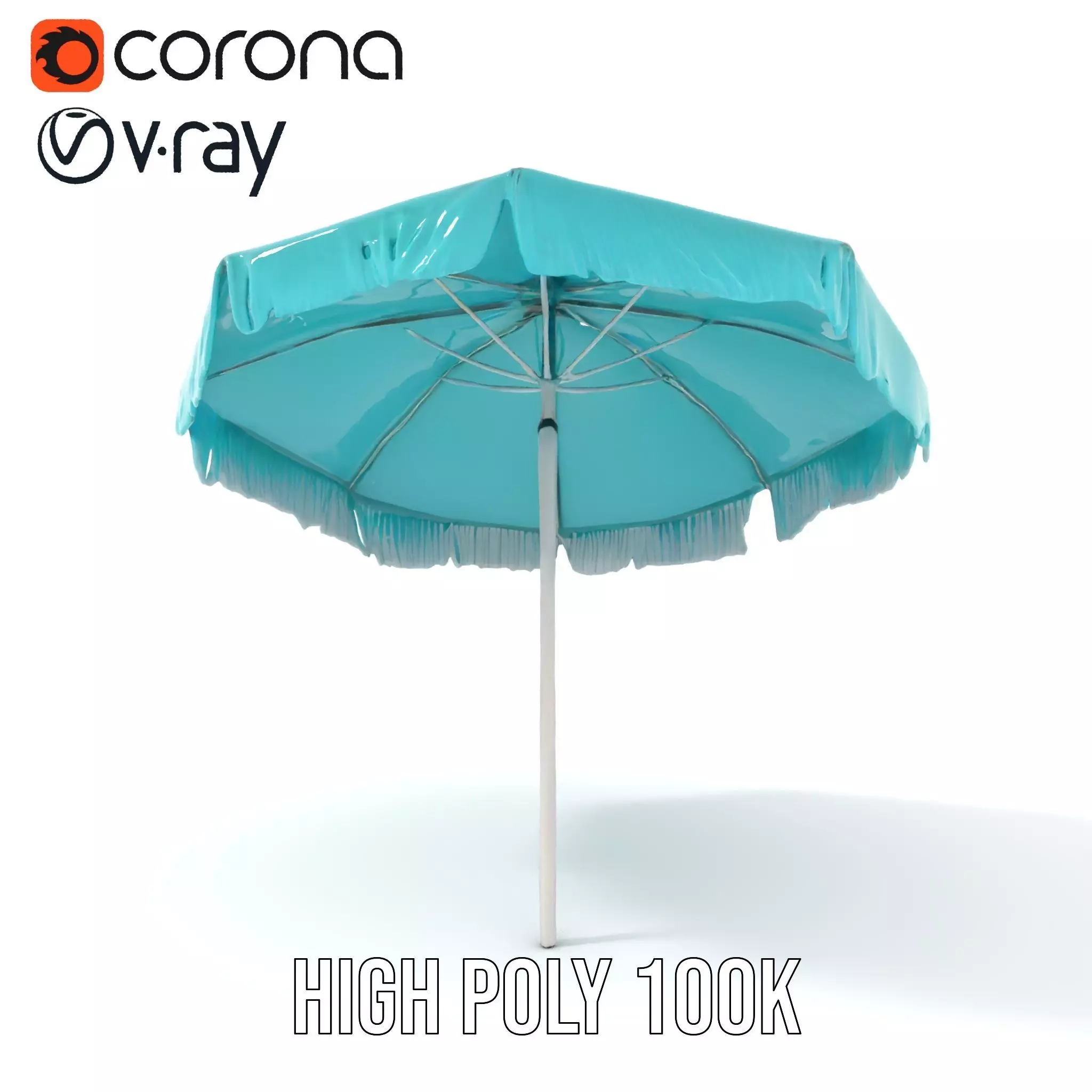 Teal Fringe Parasol model pack Low-poly 3D model_19