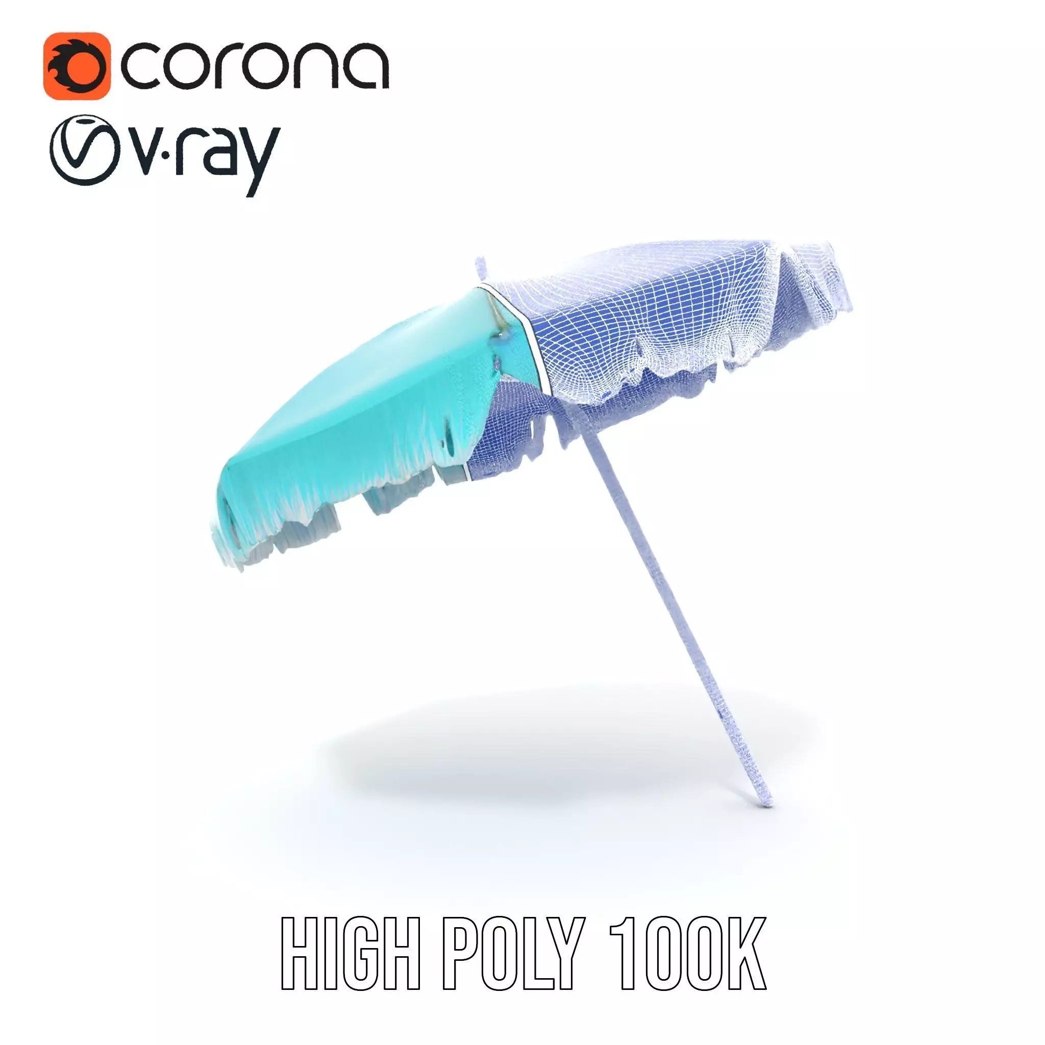 Teal Fringe Parasol model pack Low-poly 3D model_34