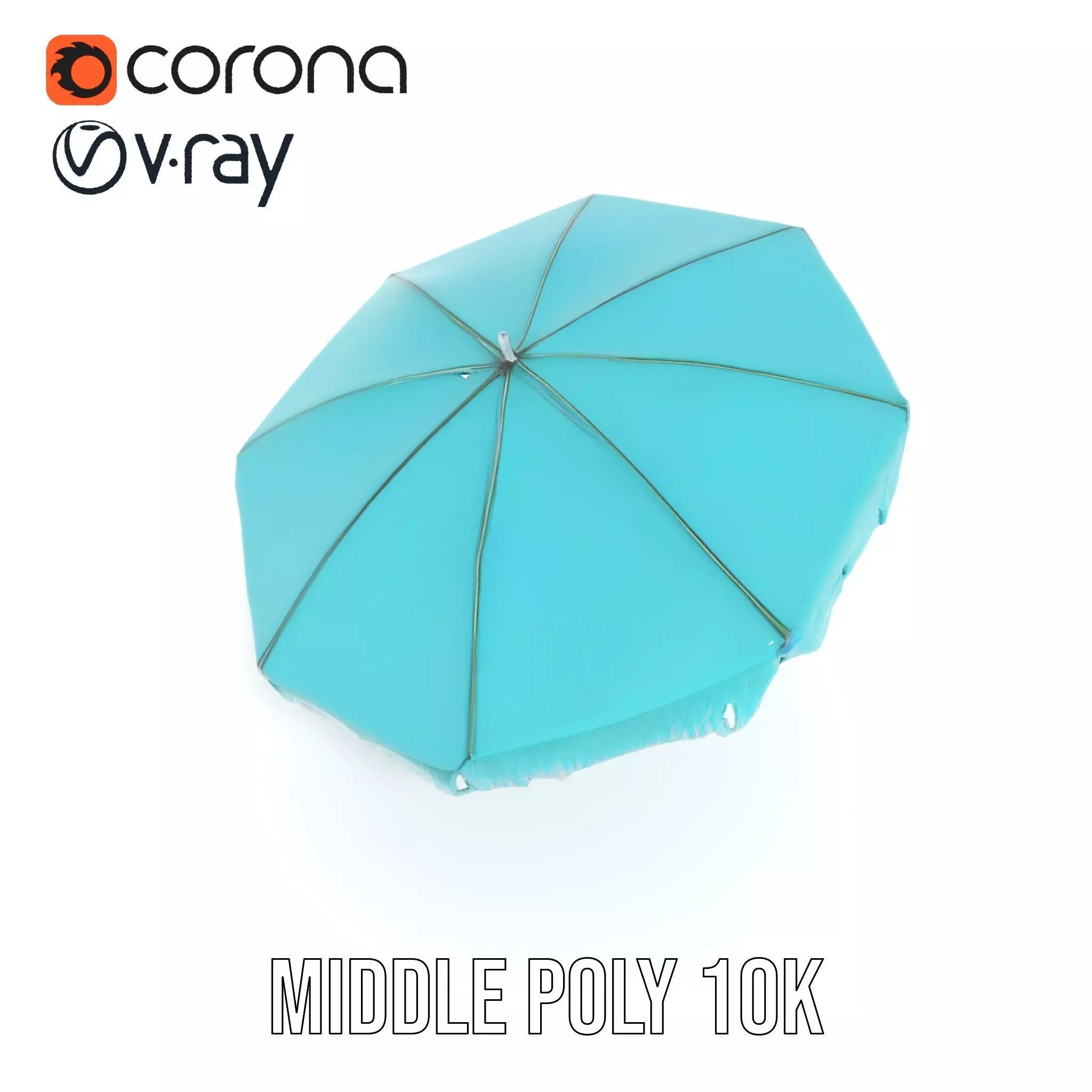 Teal Fringe Parasol model pack Low-poly 3D model_20