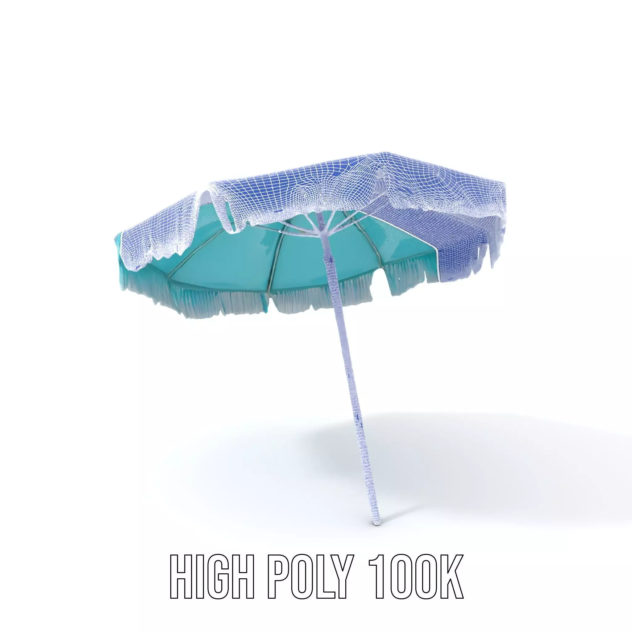 Teal Fringe Parasol model pack Low-poly 3D model_5