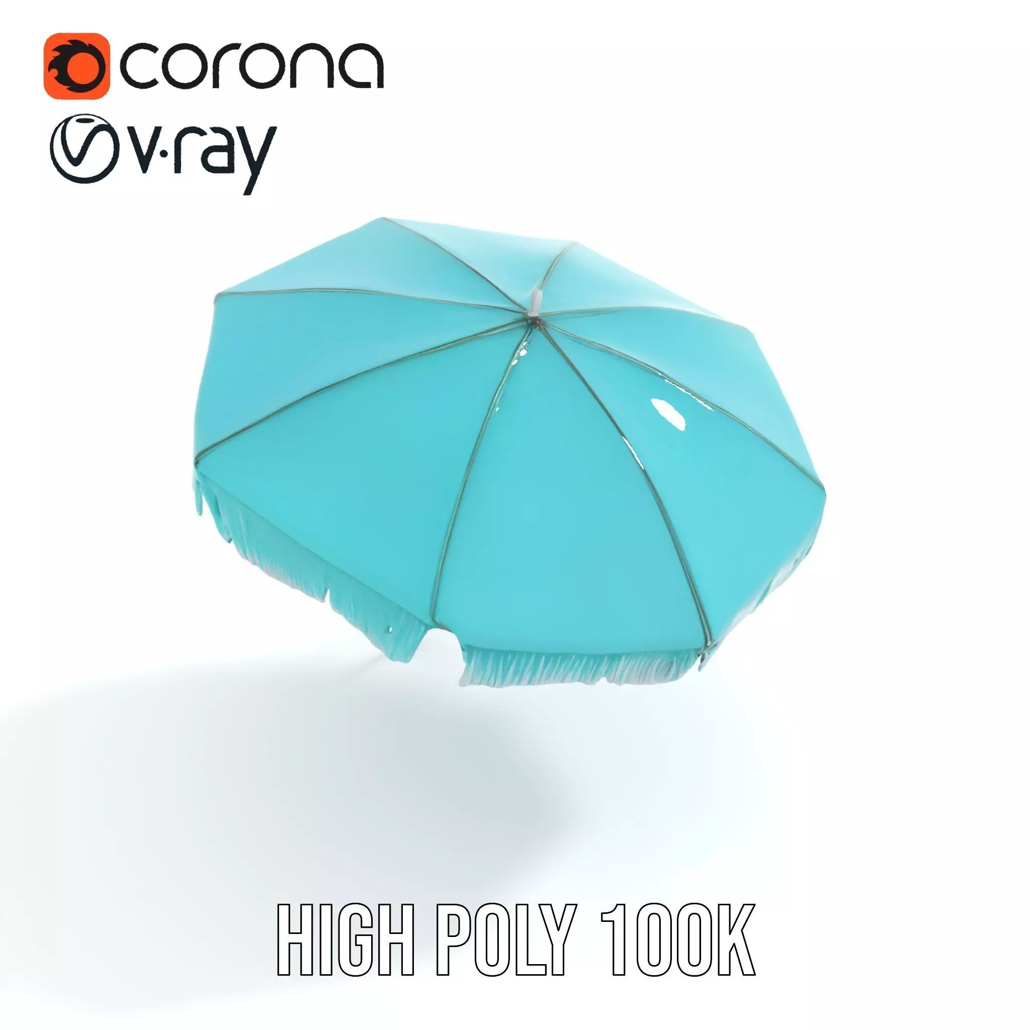 Teal Fringe Parasol model pack Low-poly 3D model_27