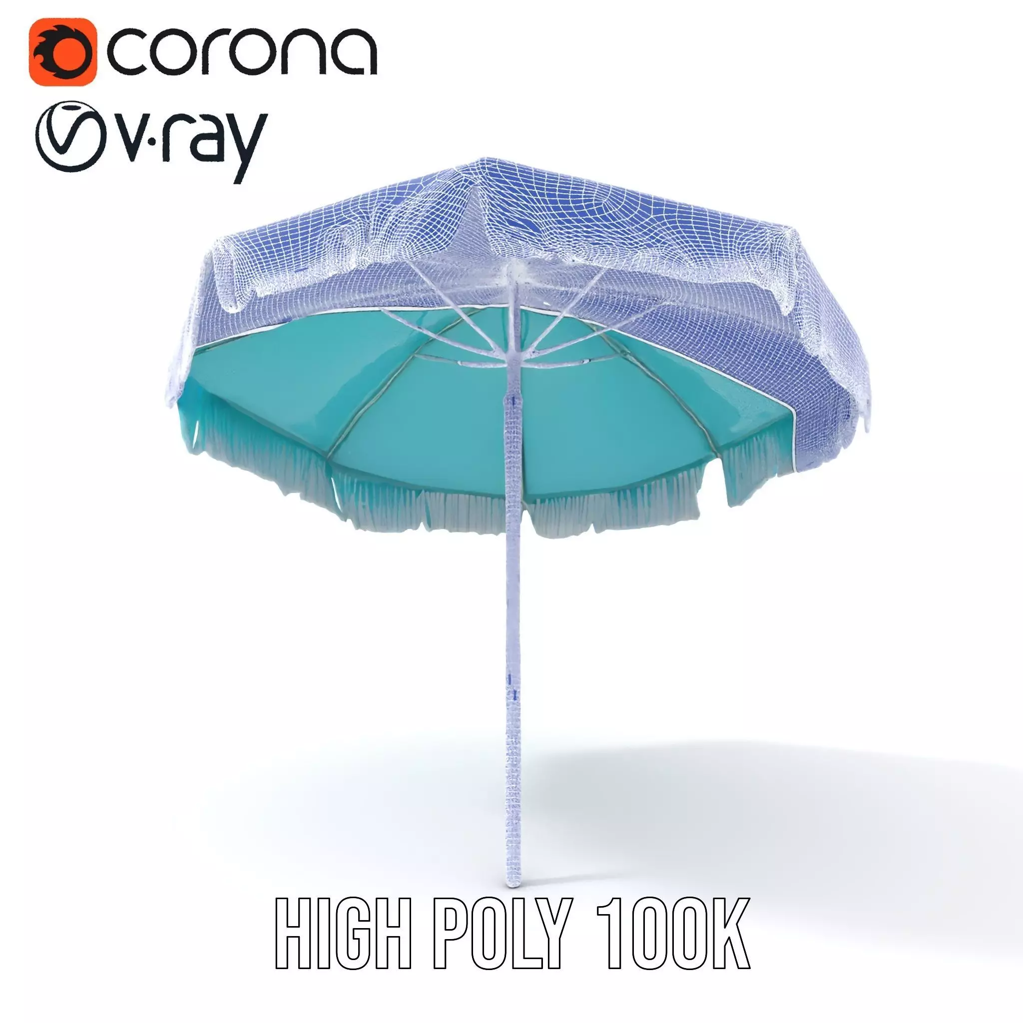 Teal Fringe Parasol model pack Low-poly 3D model_35