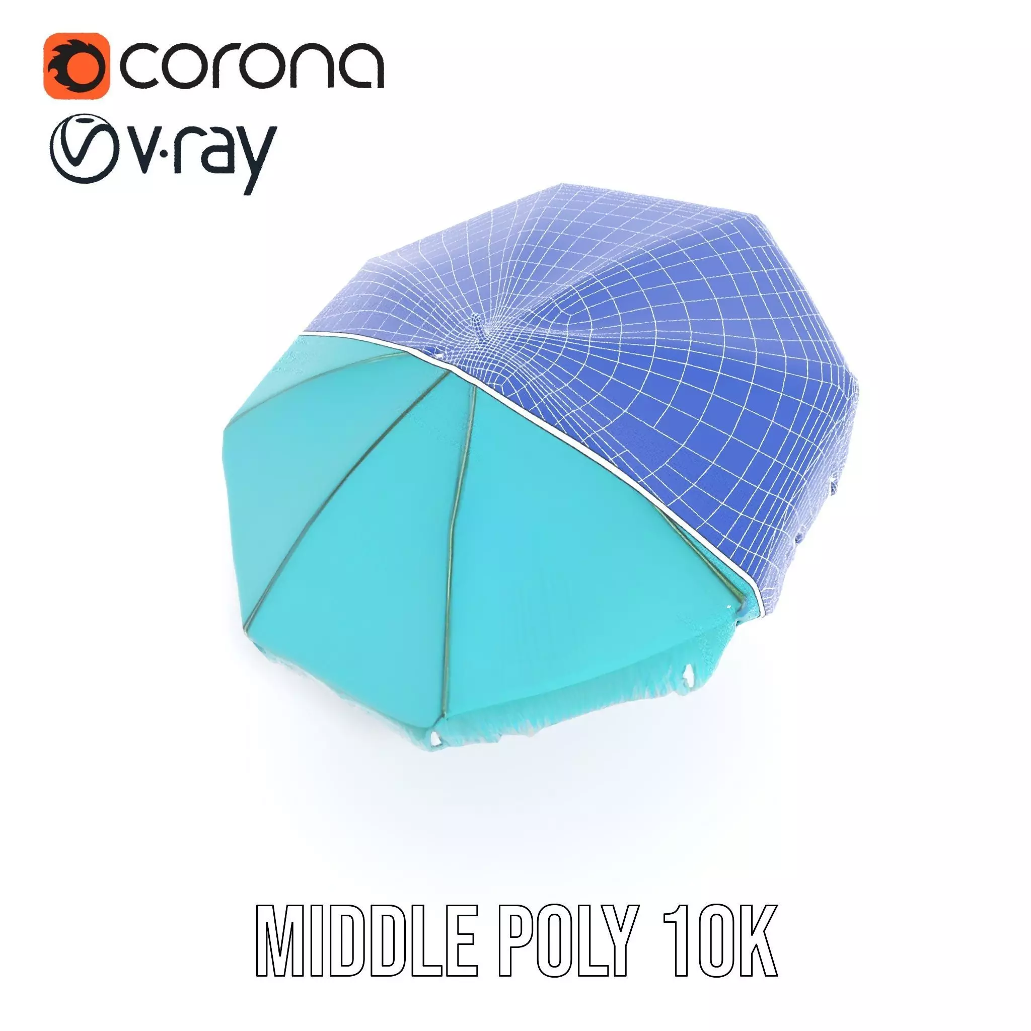 Teal Fringe Parasol model pack Low-poly 3D model_17