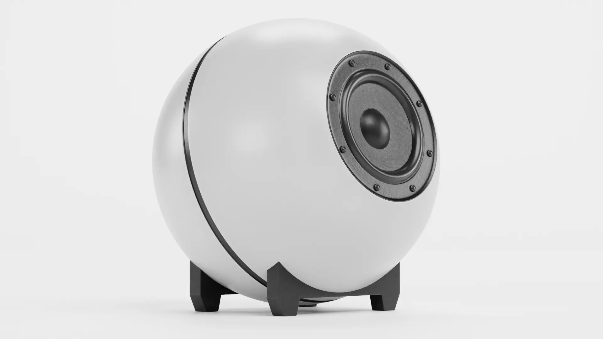 Round Audio Speaker V3 - Universal White Sound Unit Low-poly 3D model_2