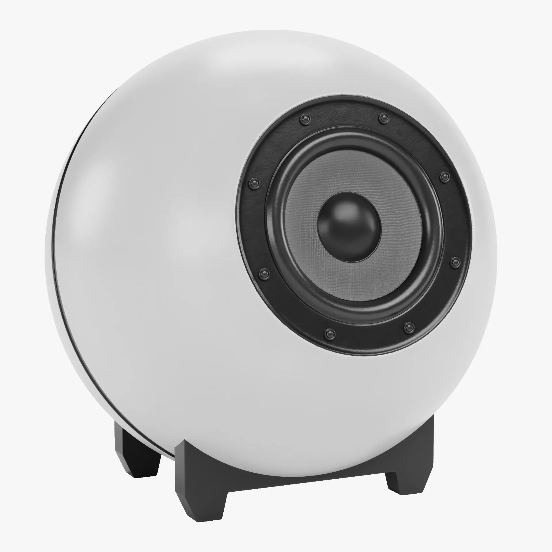 Round Audio Speaker V3 - Universal White Sound Unit Low-poly 3D model_11