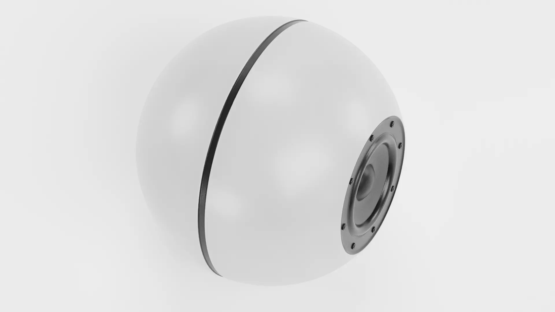Round Audio Speaker V3 - Universal White Sound Unit Low-poly 3D model_5