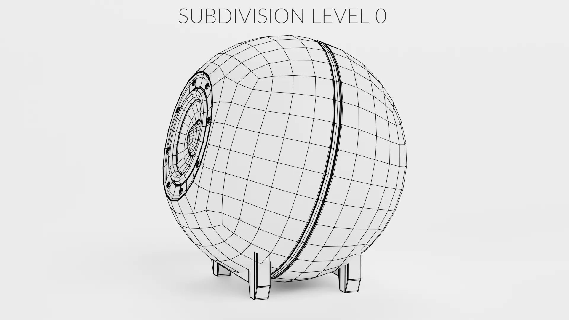 Round Audio Speaker V3 - Universal White Sound Unit Low-poly 3D model_9
