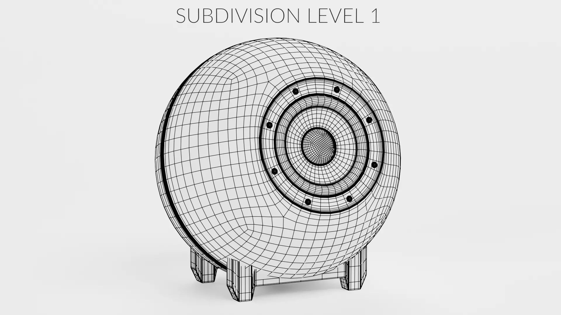 Round Audio Speaker V3 - Universal White Sound Unit Low-poly 3D model_8