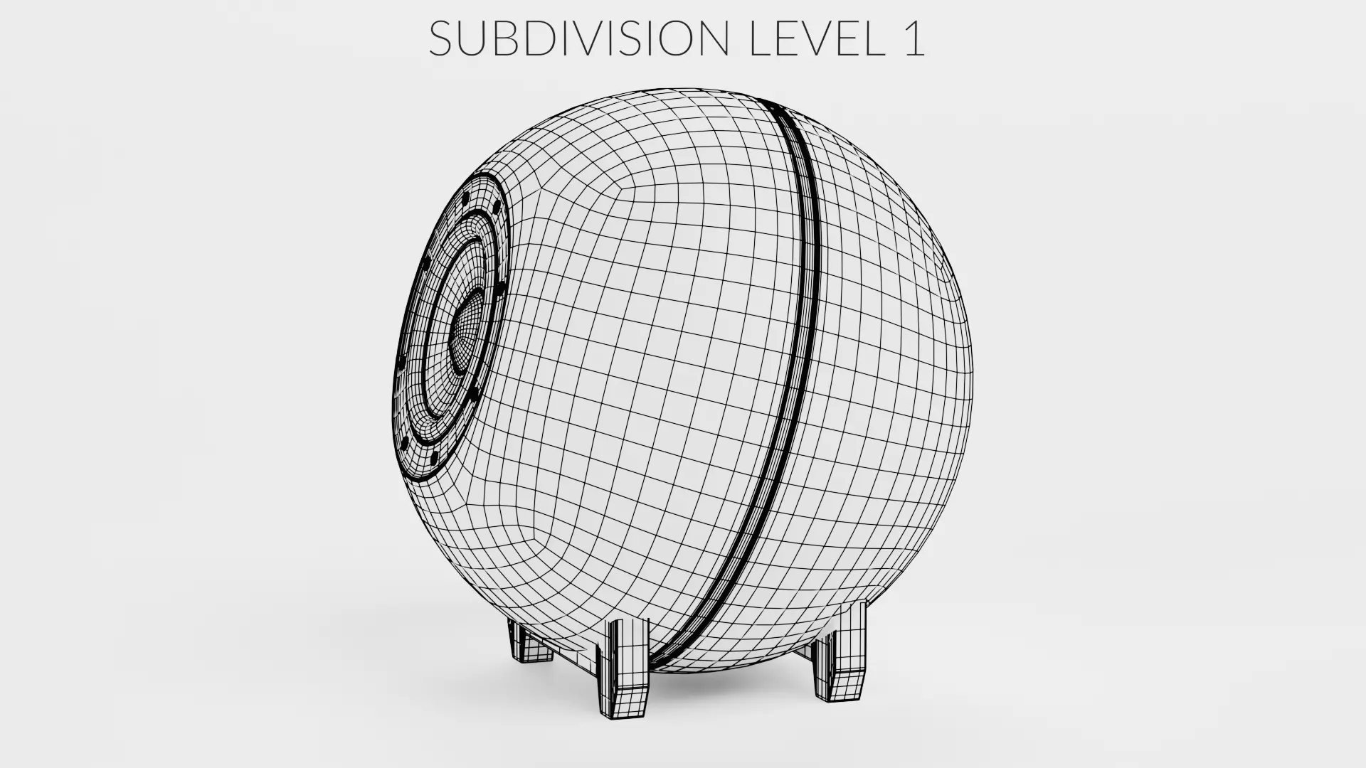 Round Audio Speaker V3 - Universal White Sound Unit Low-poly 3D model_10
