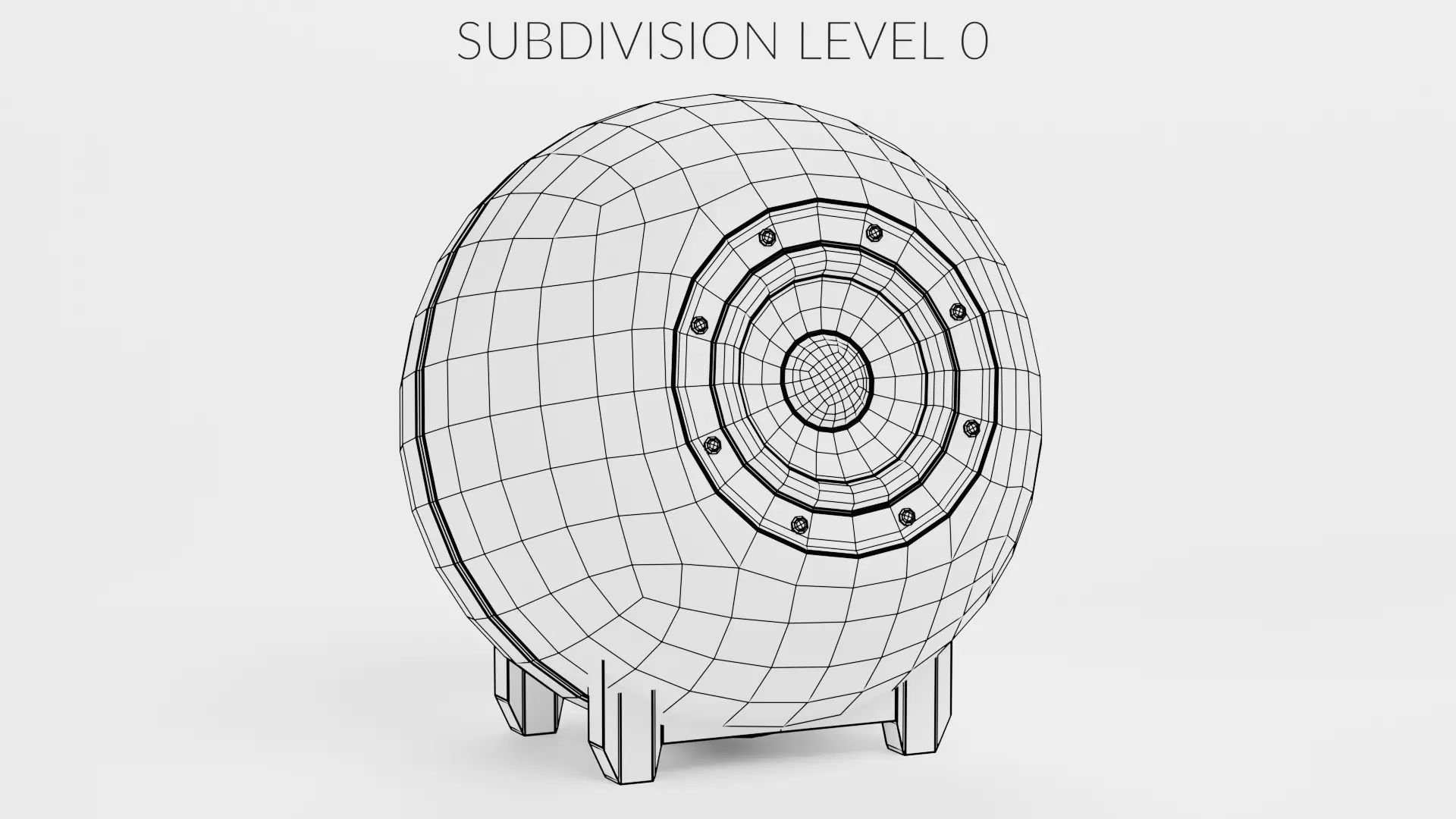 Round Audio Speaker V3 - Universal White Sound Unit Low-poly 3D model_7