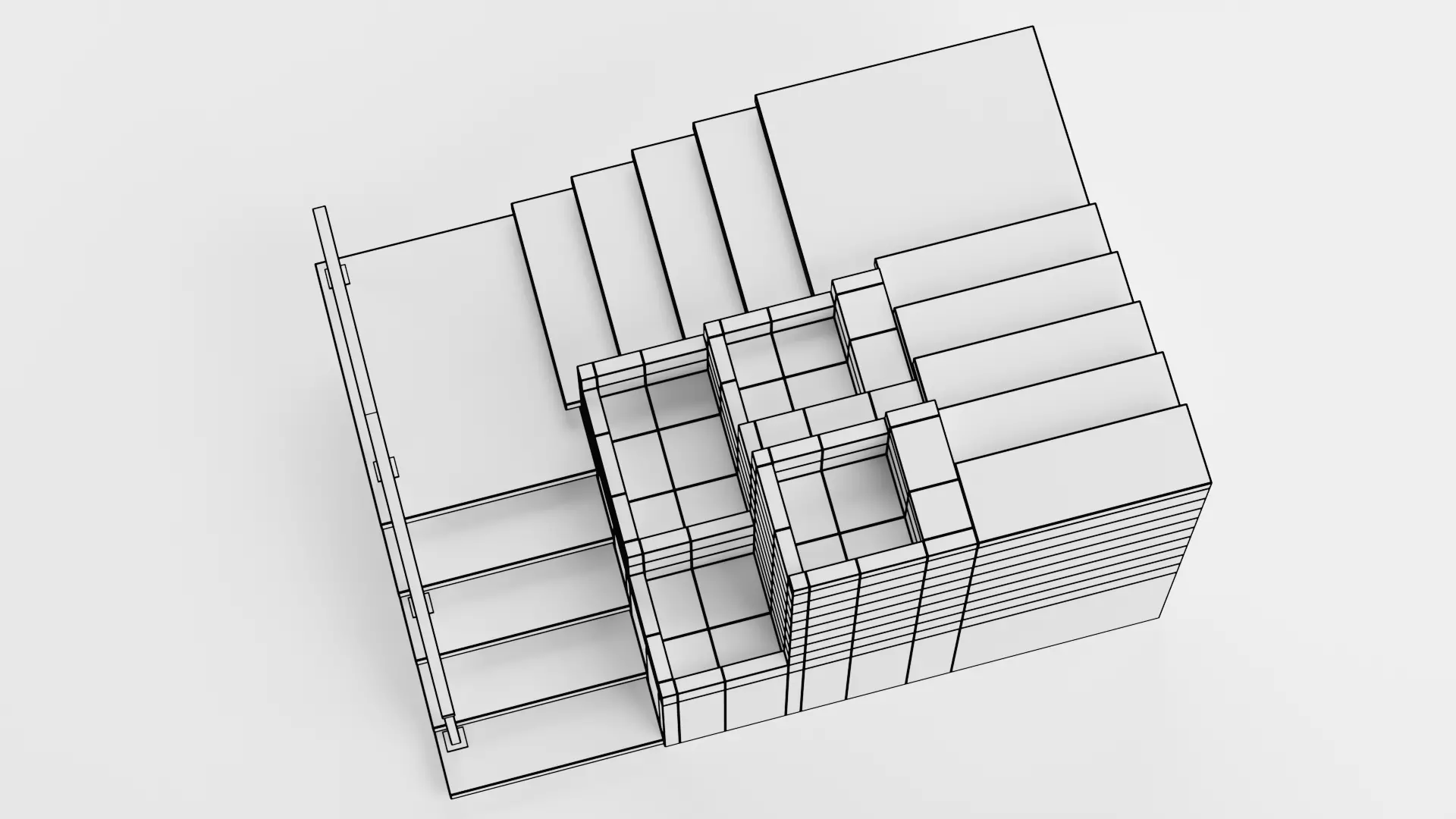 Staircase Corner with Pots - Modular Interior Stairs Low-poly 3D model_9