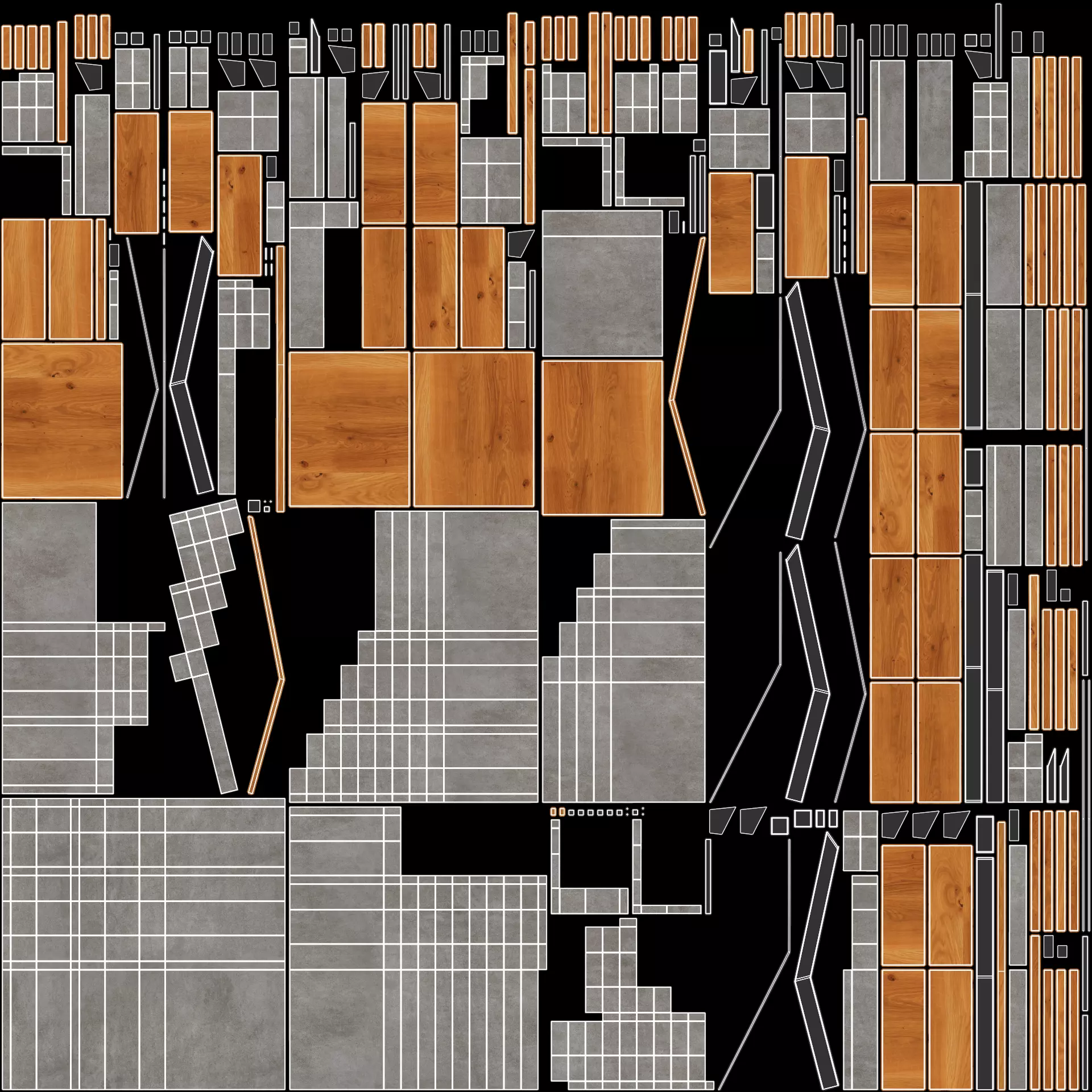 Staircase Corner with Pots - Modular Interior Stairs Low-poly 3D model_7
