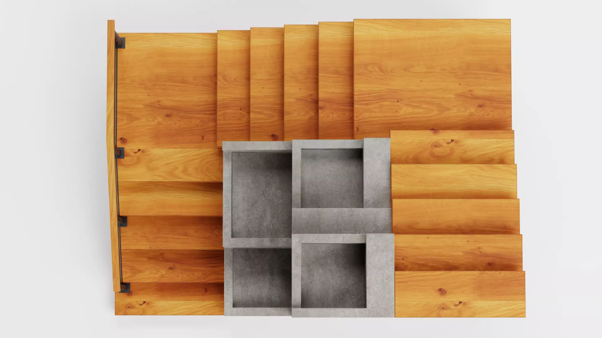 Staircase Corner with Pots - Modular Interior Stairs Low-poly 3D model_6