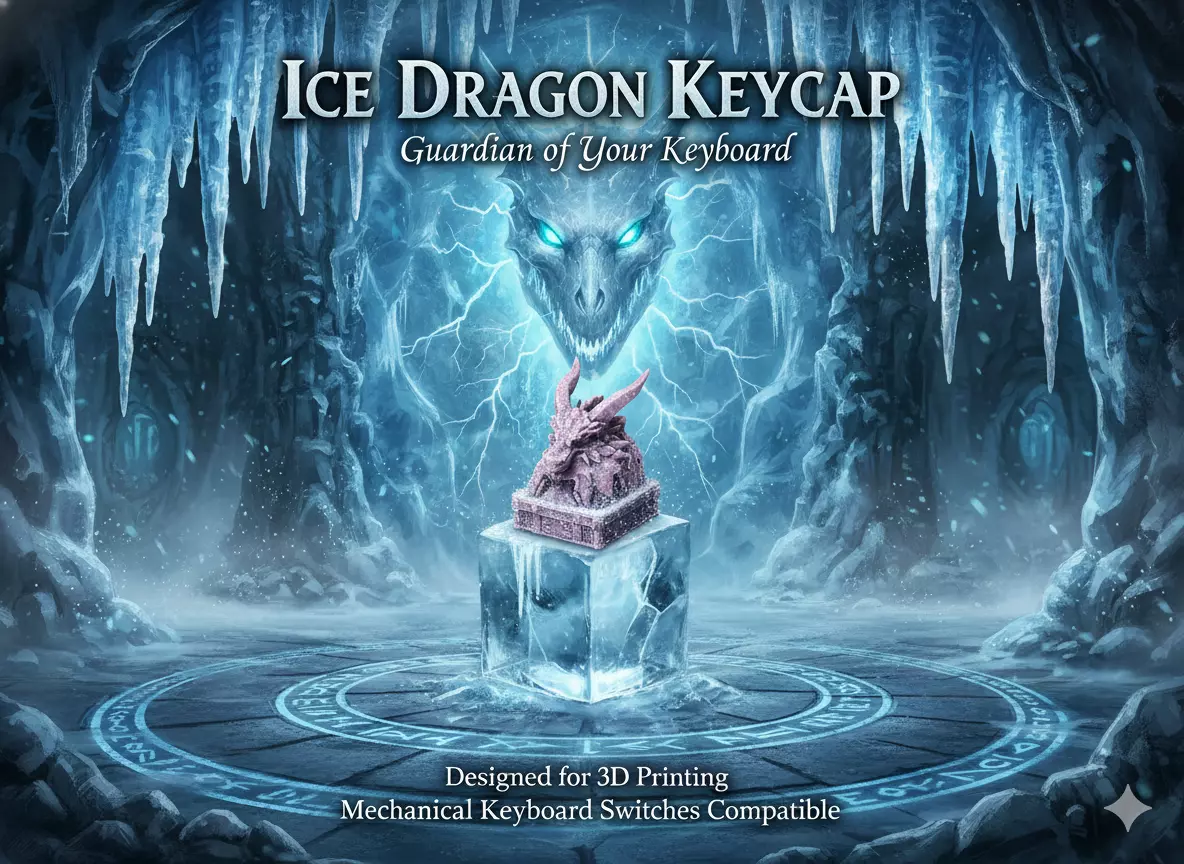 Ice Dragon Keycap 3D Model for Mechanical Keyboards 3D print model_0