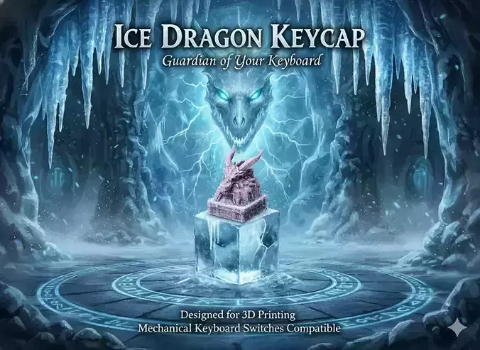 Ice Dragon Keycap 3D Model for Mechanical Keyboards 3D print model