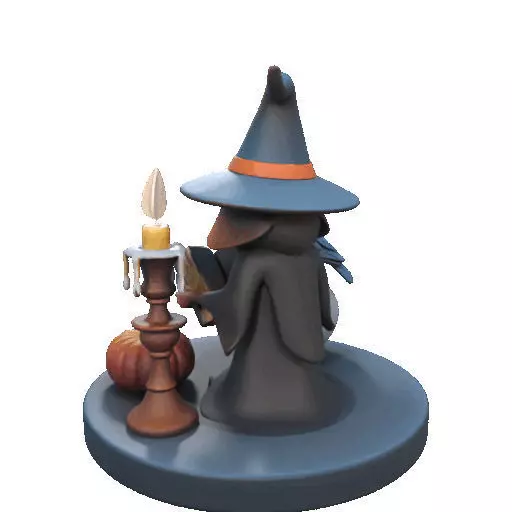 2550Halloween Witch with Spell book Skull Raven and Pumpkin 3D print model_26