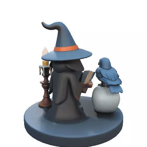 2550Halloween Witch with Spell book Skull Raven and Pumpkin 3D print model_20