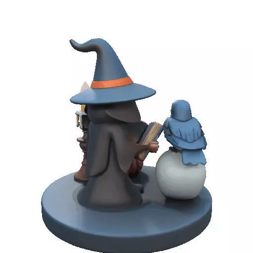 2550Halloween Witch with Spell book Skull Raven and Pumpkin 3D print model_19