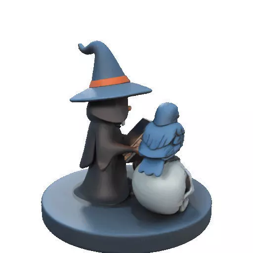 2550Halloween Witch with Spell book Skull Raven and Pumpkin 3D print model_16