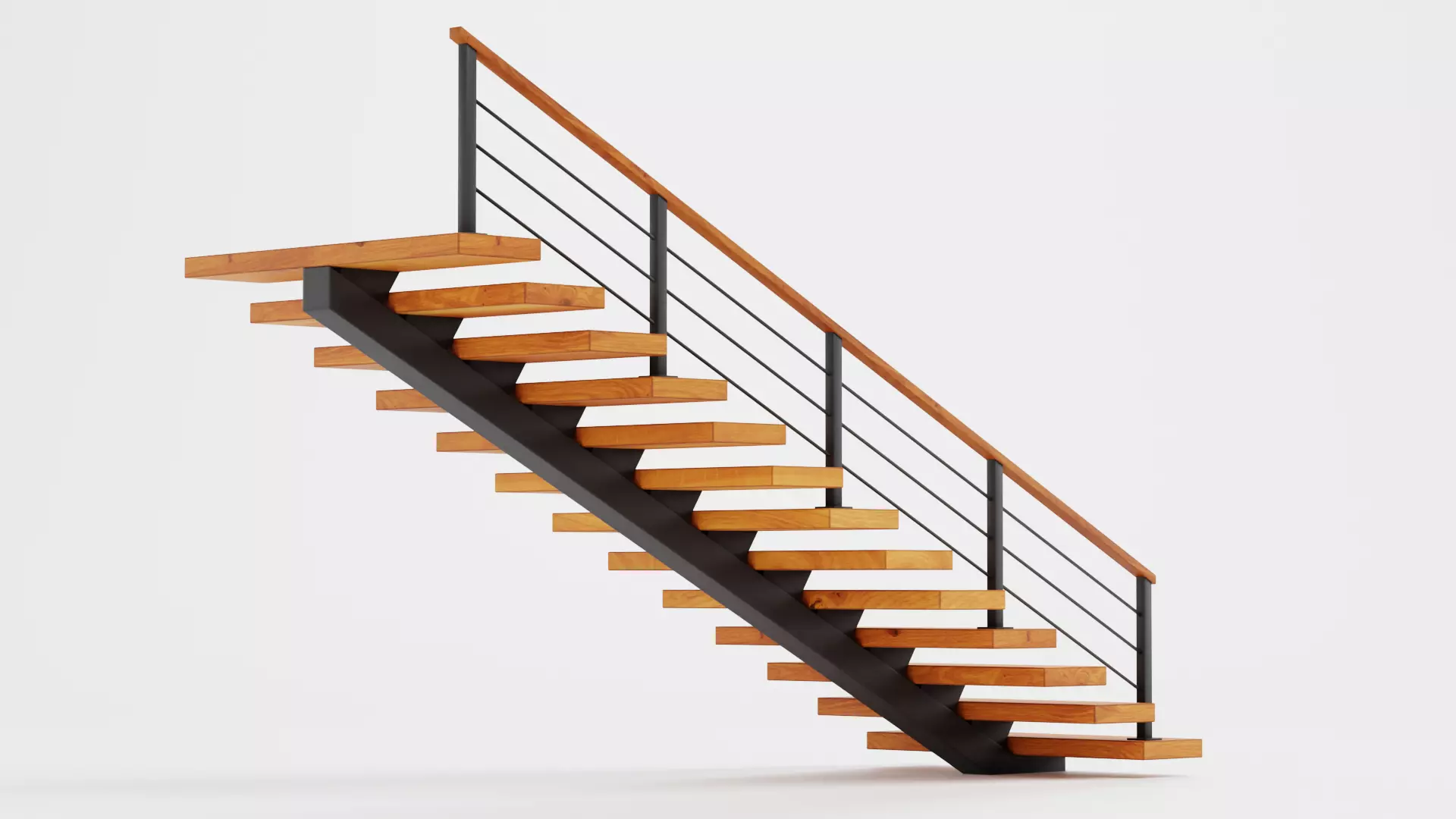 Straight Staircase V1 - Wooden Interior Stairs Low-poly 3D model_2