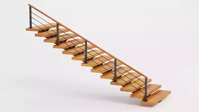 Straight Staircase V1 - Wooden Interior Stairs