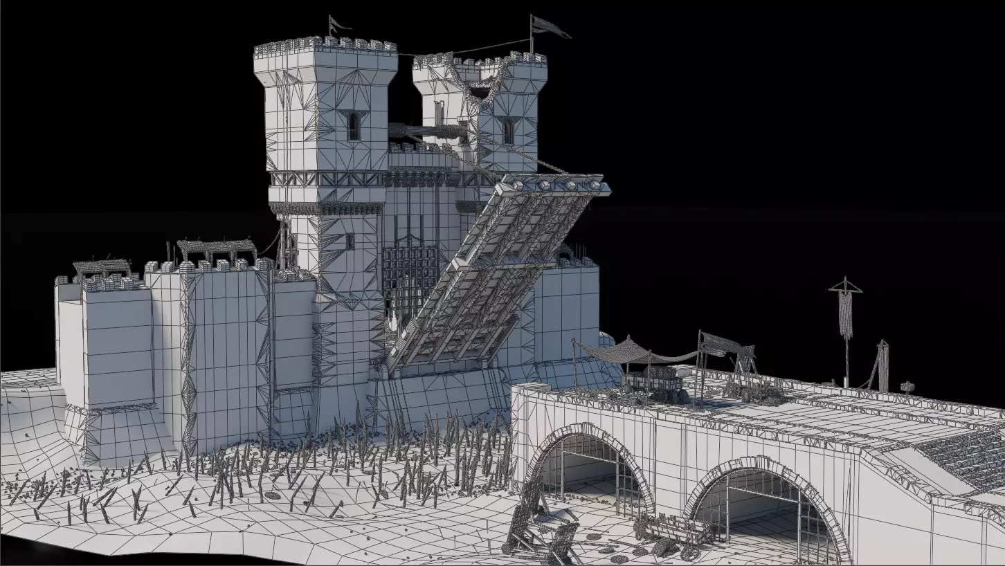 Draw Bridge Medieval 3D model_9