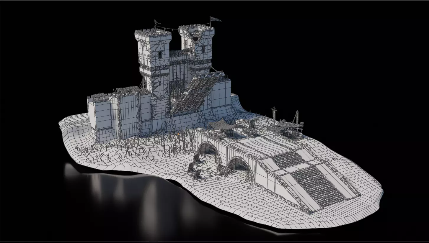 Draw Bridge Medieval 3D model_7