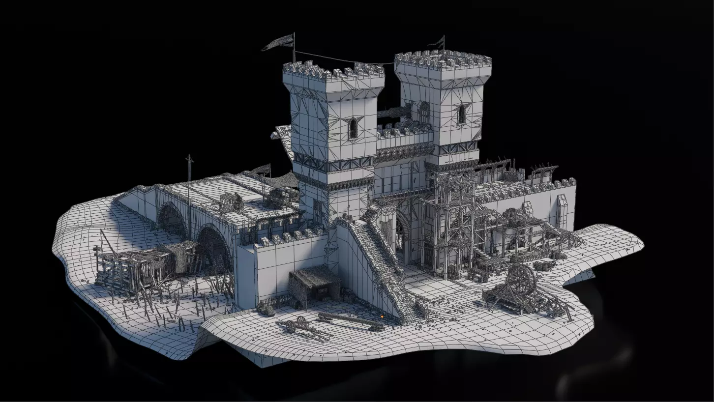 Draw Bridge Medieval 3D model_8