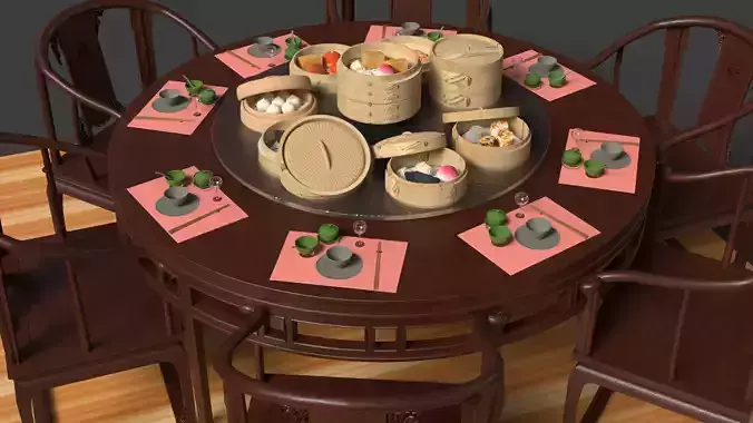 Chinese Dim Sum Food Table 