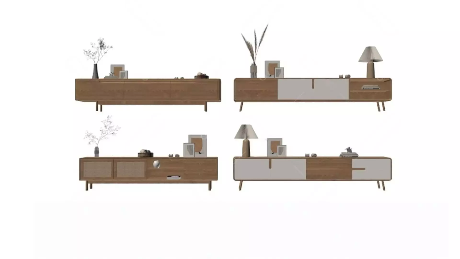 Nordic-style TV cabinet Low-poly 3D model_1