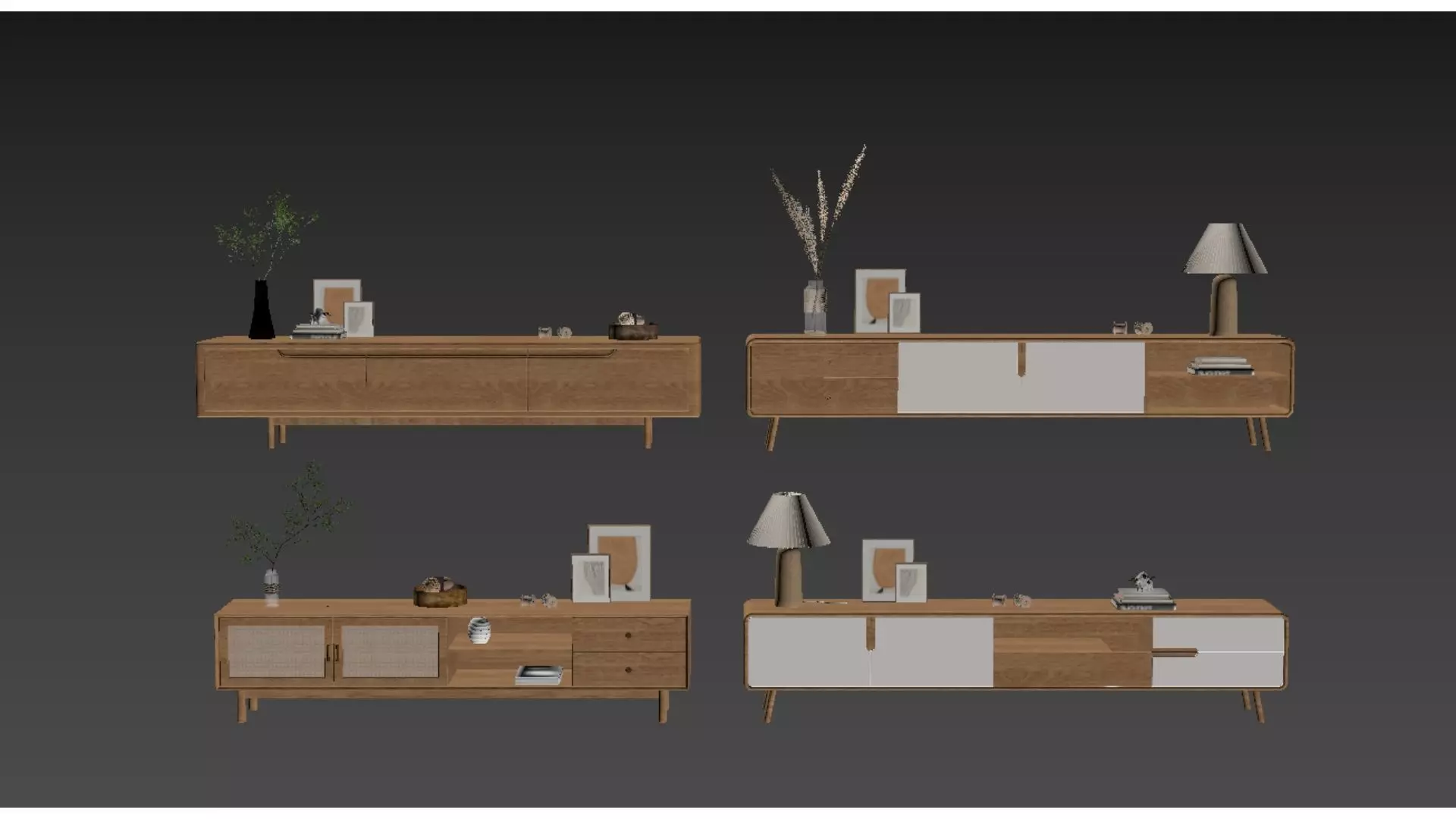 Nordic-style TV cabinet Low-poly 3D model_4