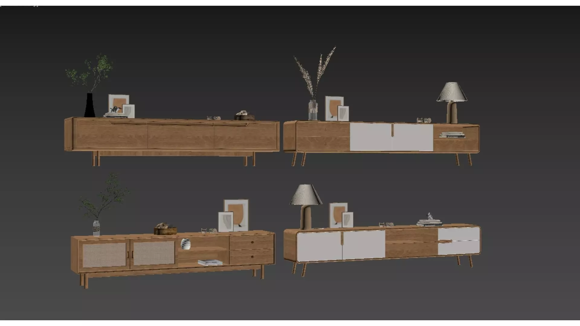 Nordic-style TV cabinet Low-poly 3D model_2