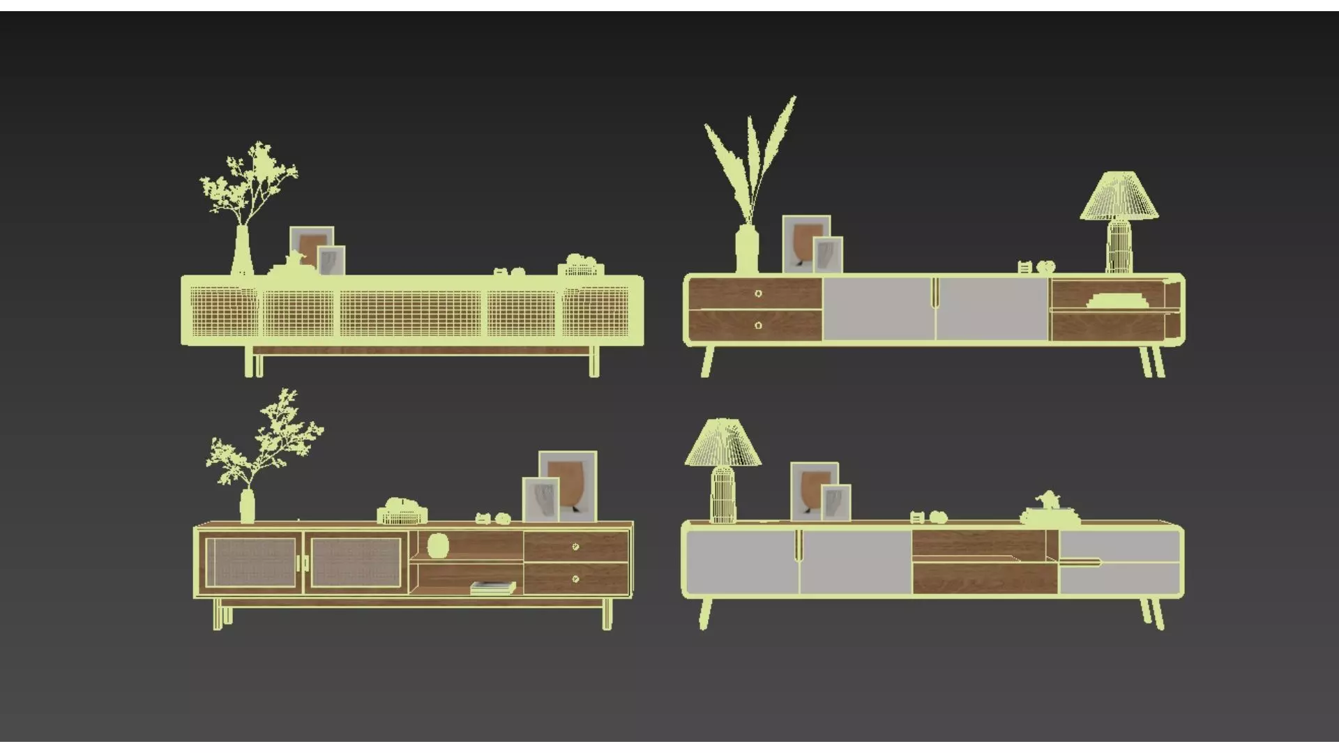 Nordic-style TV cabinet Low-poly 3D model_5
