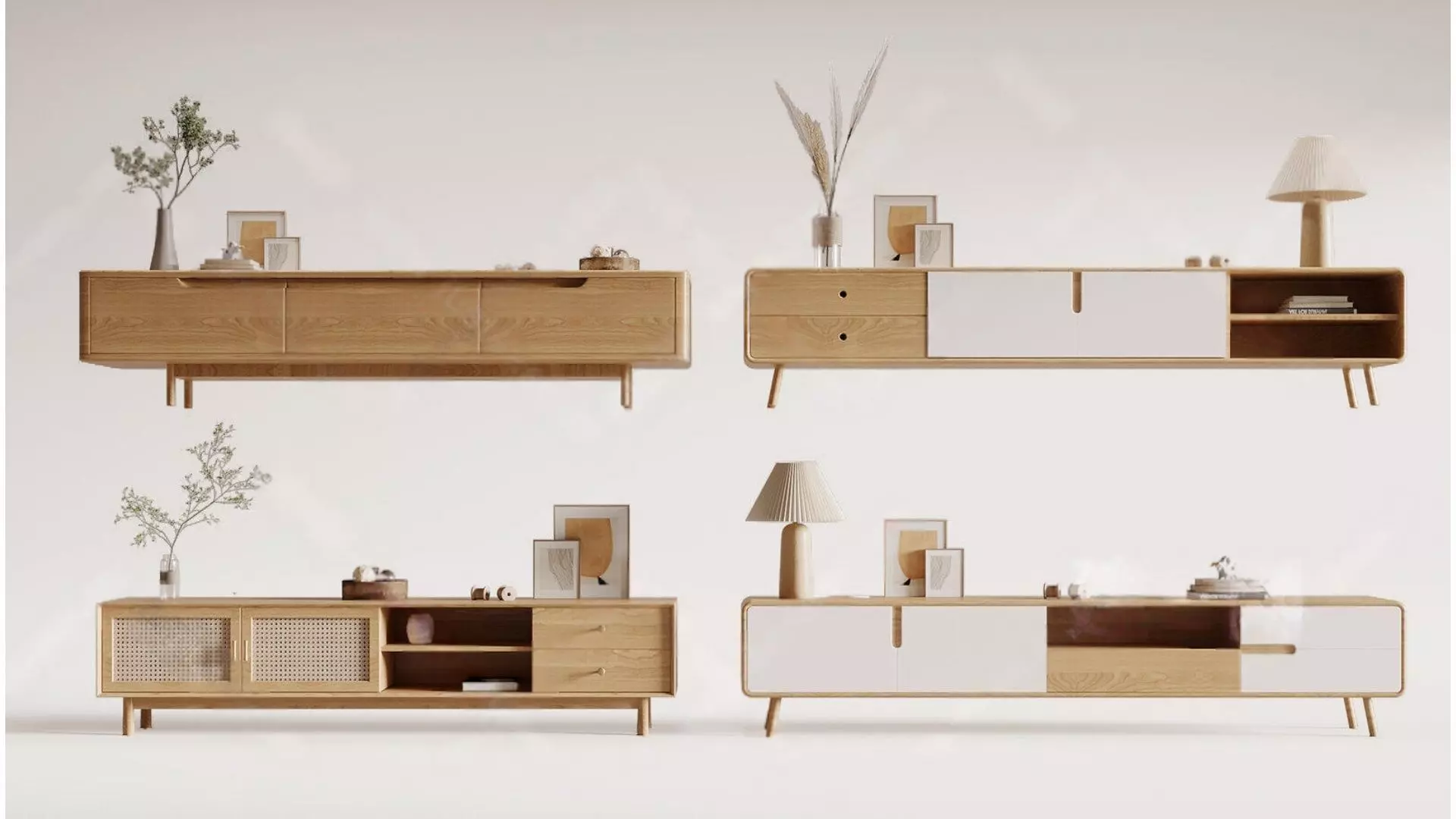 Nordic-style TV cabinet Low-poly 3D model_0