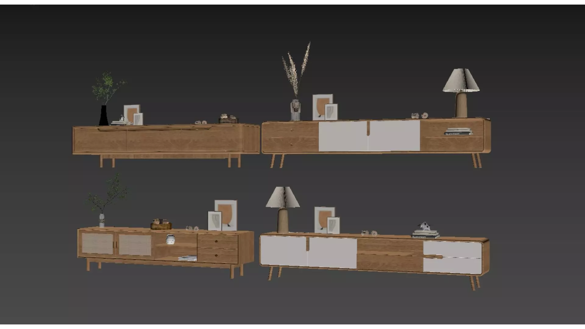 Nordic-style TV cabinet Low-poly 3D model_3