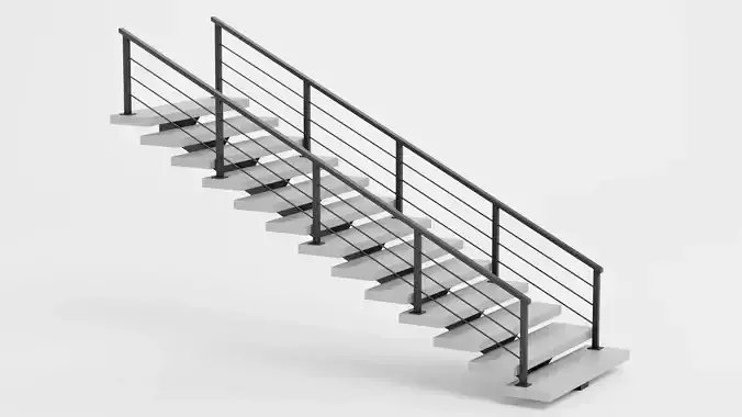 Straight Staircase V2 - Modern Interior Stairs